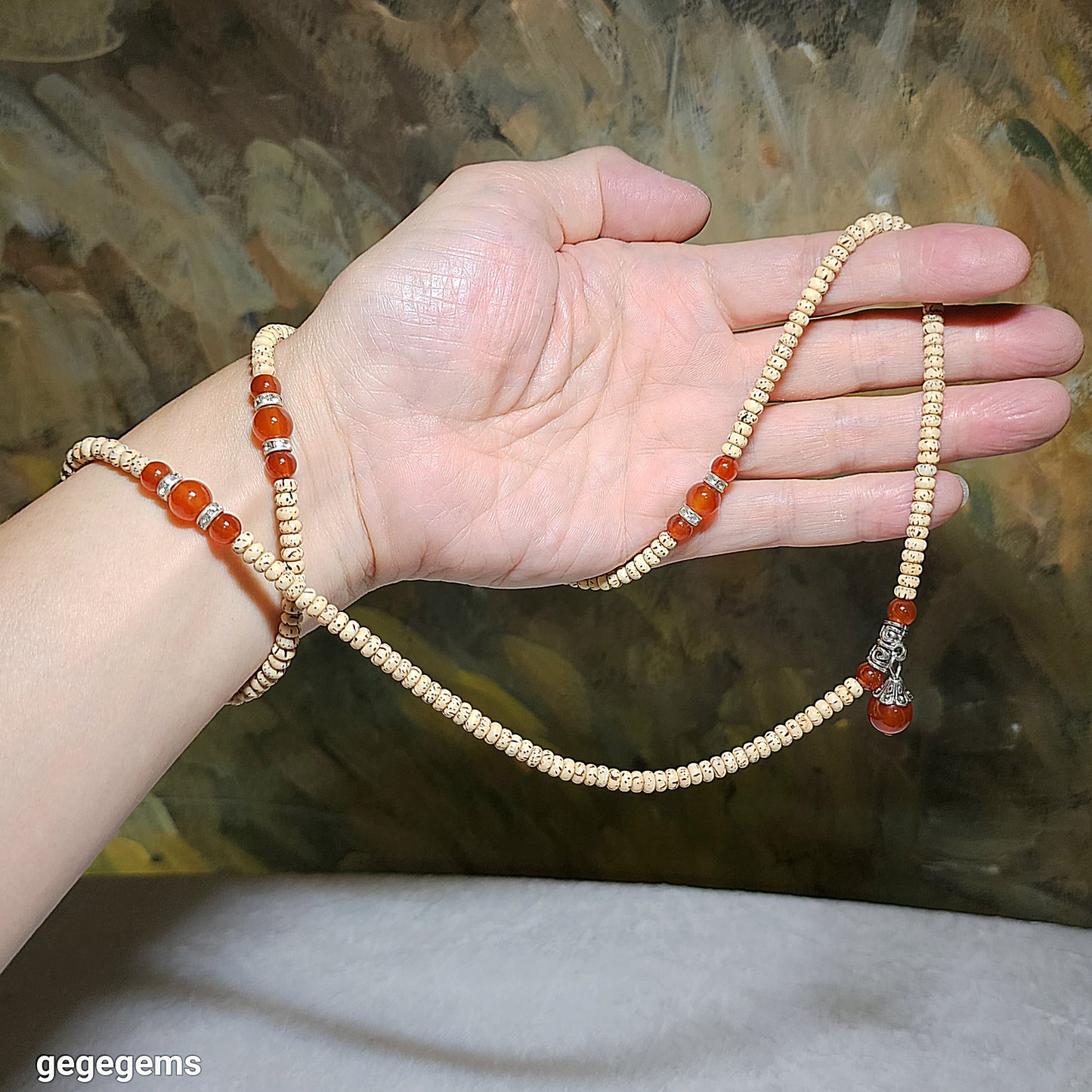4.5mm "Star & Moon" Bodhi with Red Agate accessories necklace 4.5毫米老料星月菩提配红玛瑙长项链