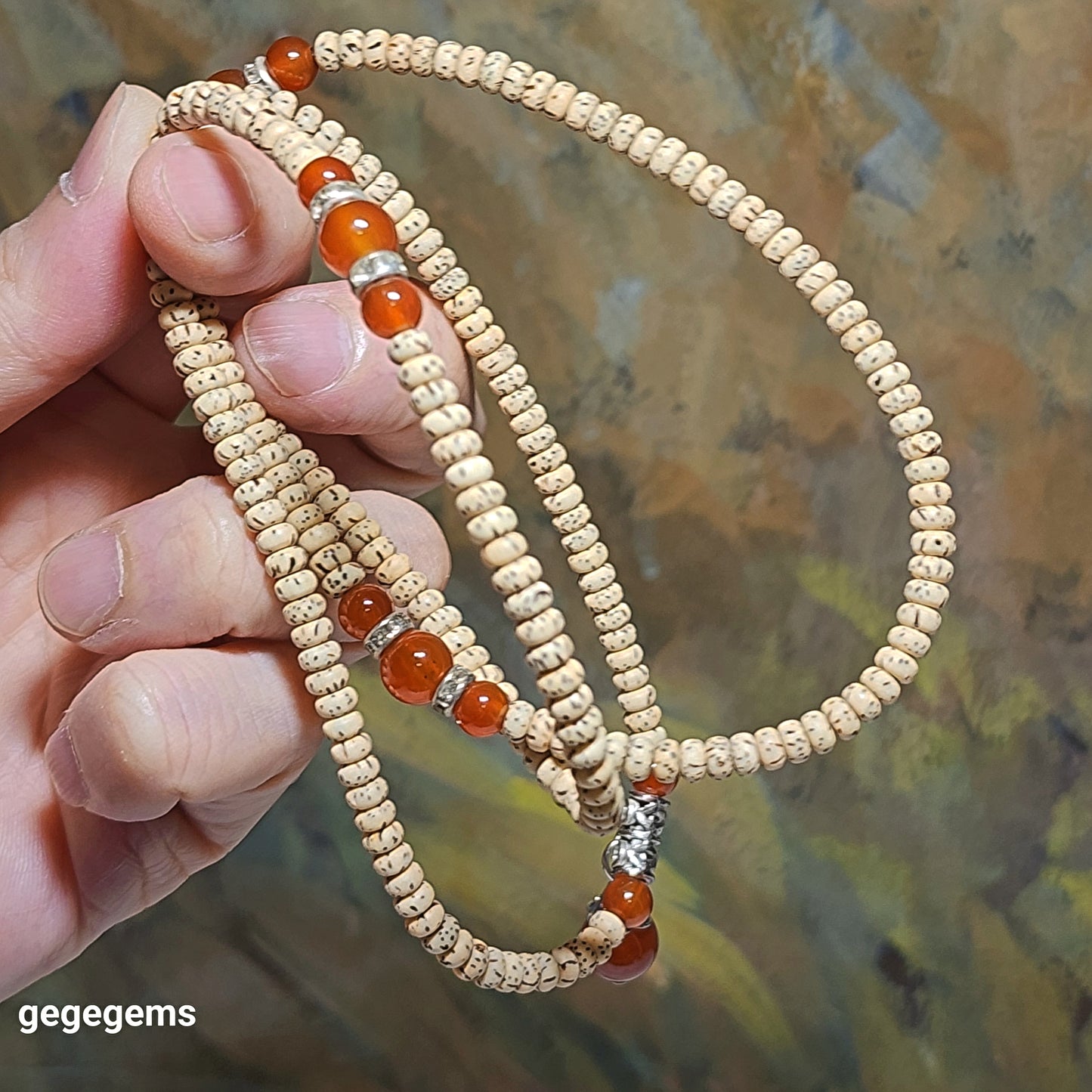4.5mm "Star & Moon" Bodhi with Red Agate accessories necklace 4.5毫米老料星月菩提配红玛瑙长项链