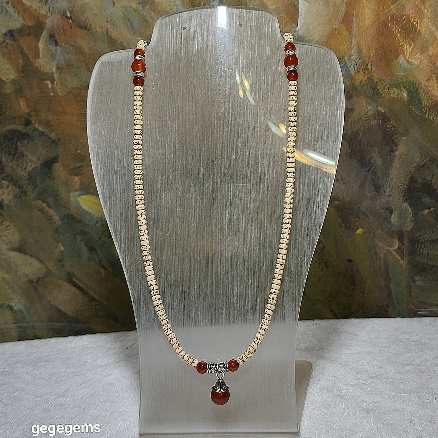4.5mm "Star & Moon" Bodhi with Red Agate accessories necklace 4.5毫米老料星月菩提配红玛瑙长项链
