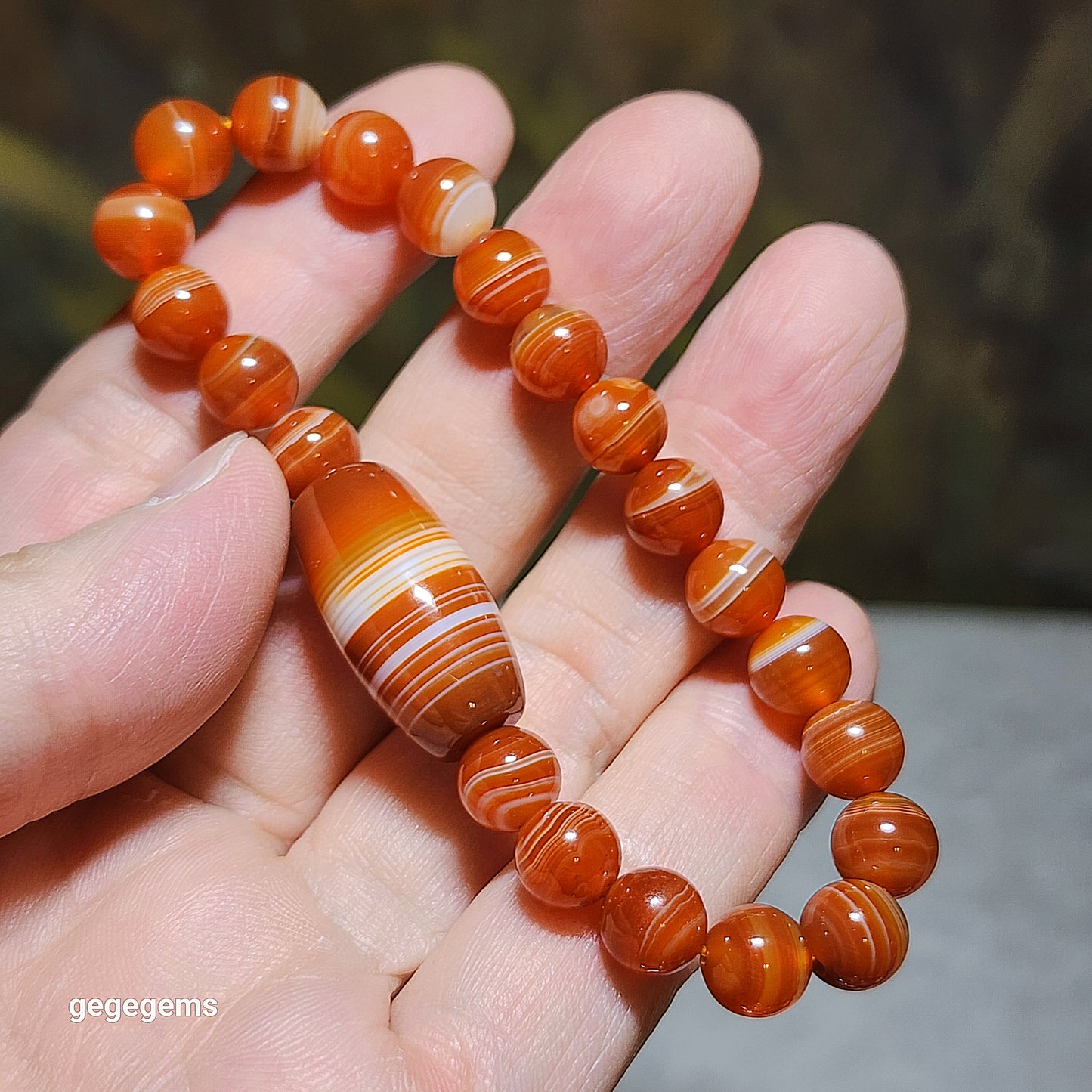 26mm Sardonyx natural pattern Lines Dzi Medicine Dzi & 8mm Sardonyx Bracelet 缠丝玛瑙天然多线天珠药师珠配8毫米缠丝玛瑙手链