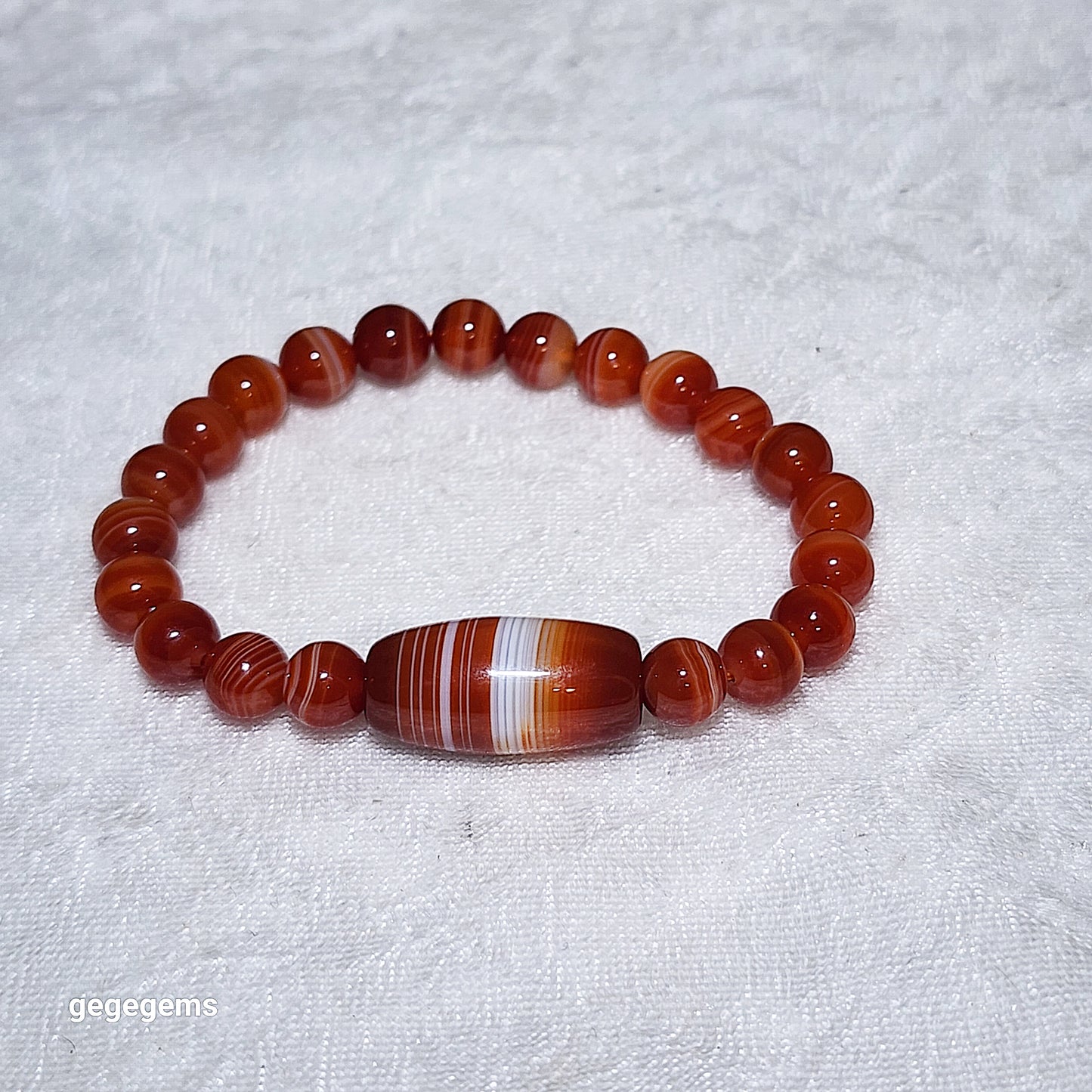 26mm Sardonyx natural pattern Lines Dzi Medicine Dzi & 8mm Sardonyx Bracelet 缠丝玛瑙天然多线天珠药师珠配8毫米缠丝玛瑙手链