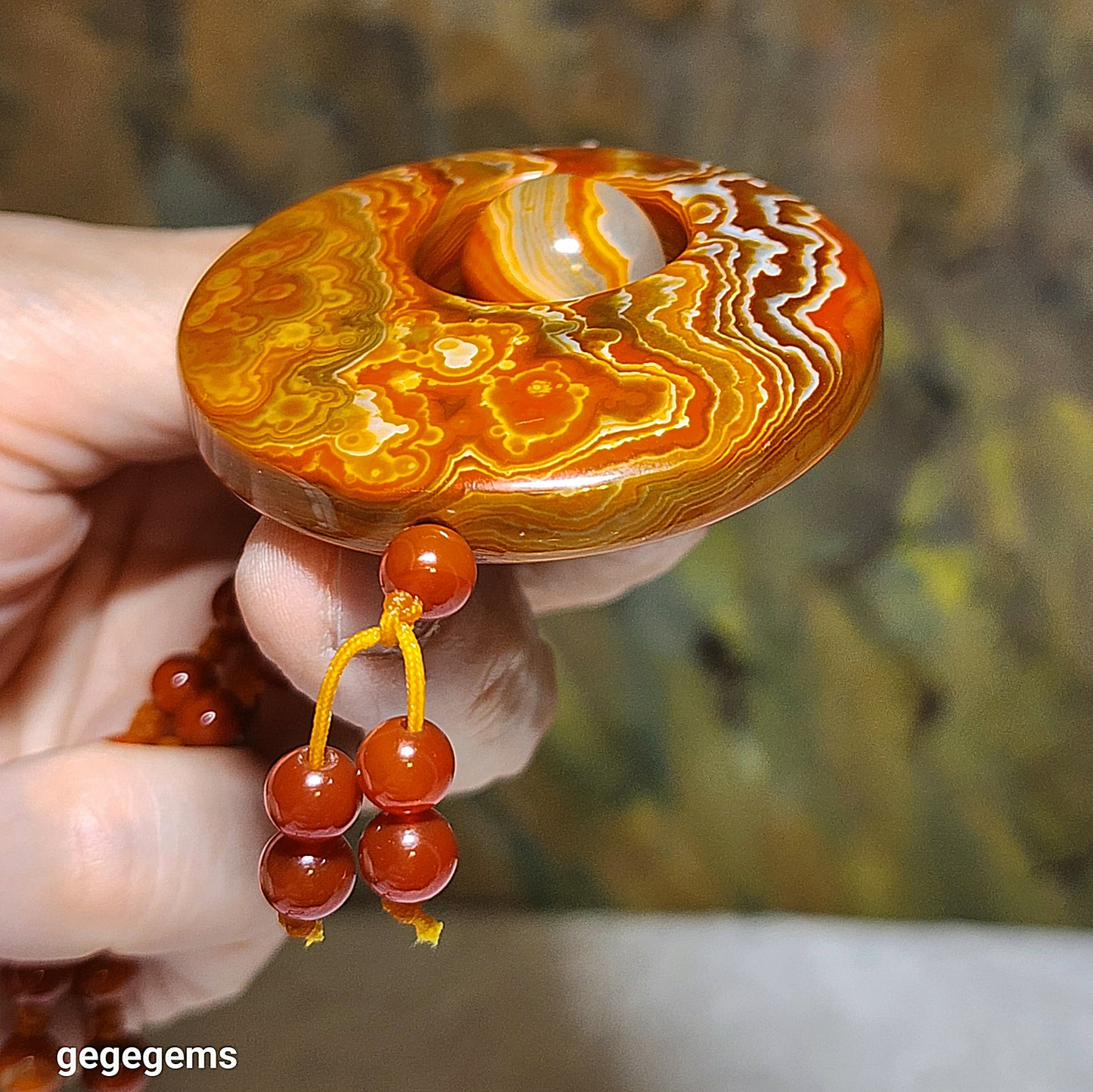 52.5mm The Warring States Sardonyx (Zhanguo Red Agate) pendant with same material 6mm handmade necklace 战国红吊坠连战国红6厘米珠子手编项链绳 #5