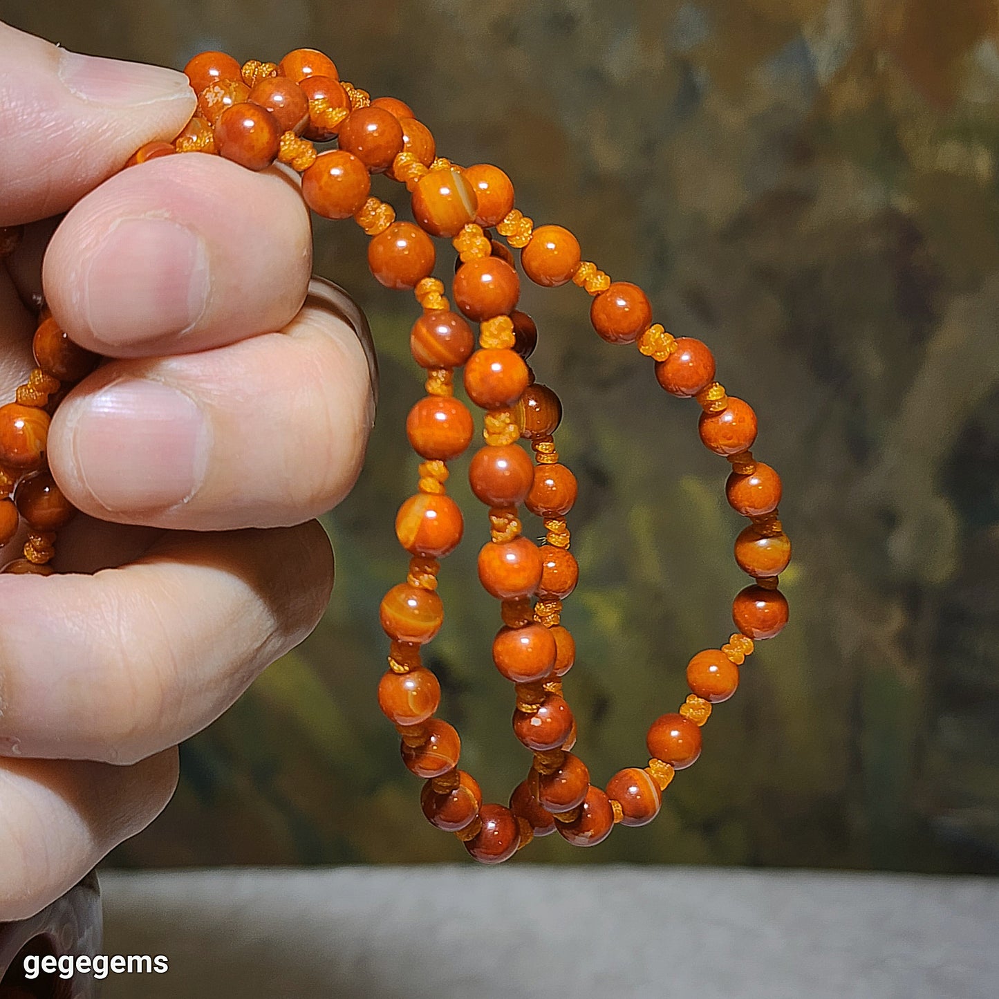 52.5mm The Warring States Sardonyx (Zhanguo Red Agate) pendant with same material 6mm handmade necklace 战国红吊坠连战国红6厘米珠子手编项链绳 #5