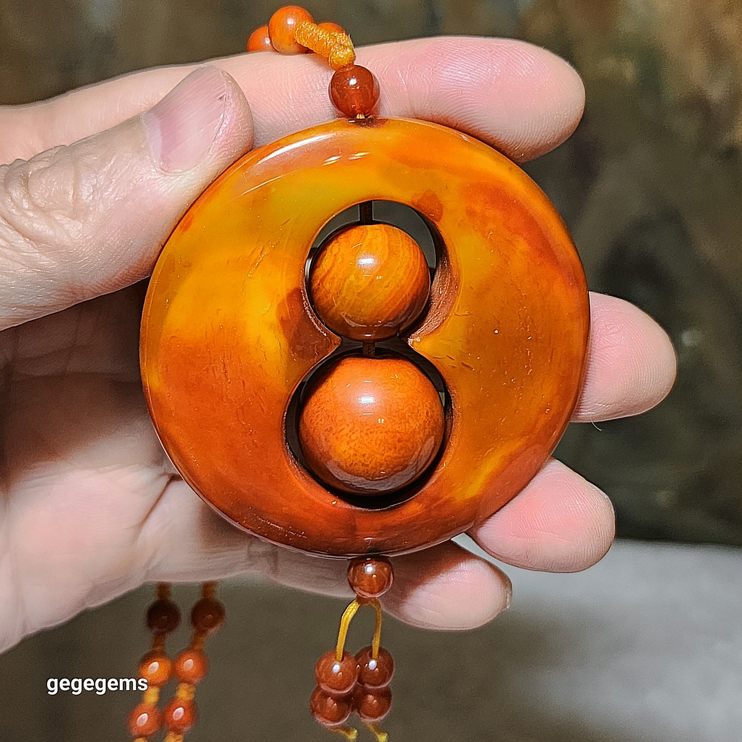 59mm The Warring States Sardonyx (Zhanguo Red Agate) "8" shape pendant with same material 6mm handmade necklace战国红 "8"字形吊坠连战国红6厘米珠子手编项链 #6
