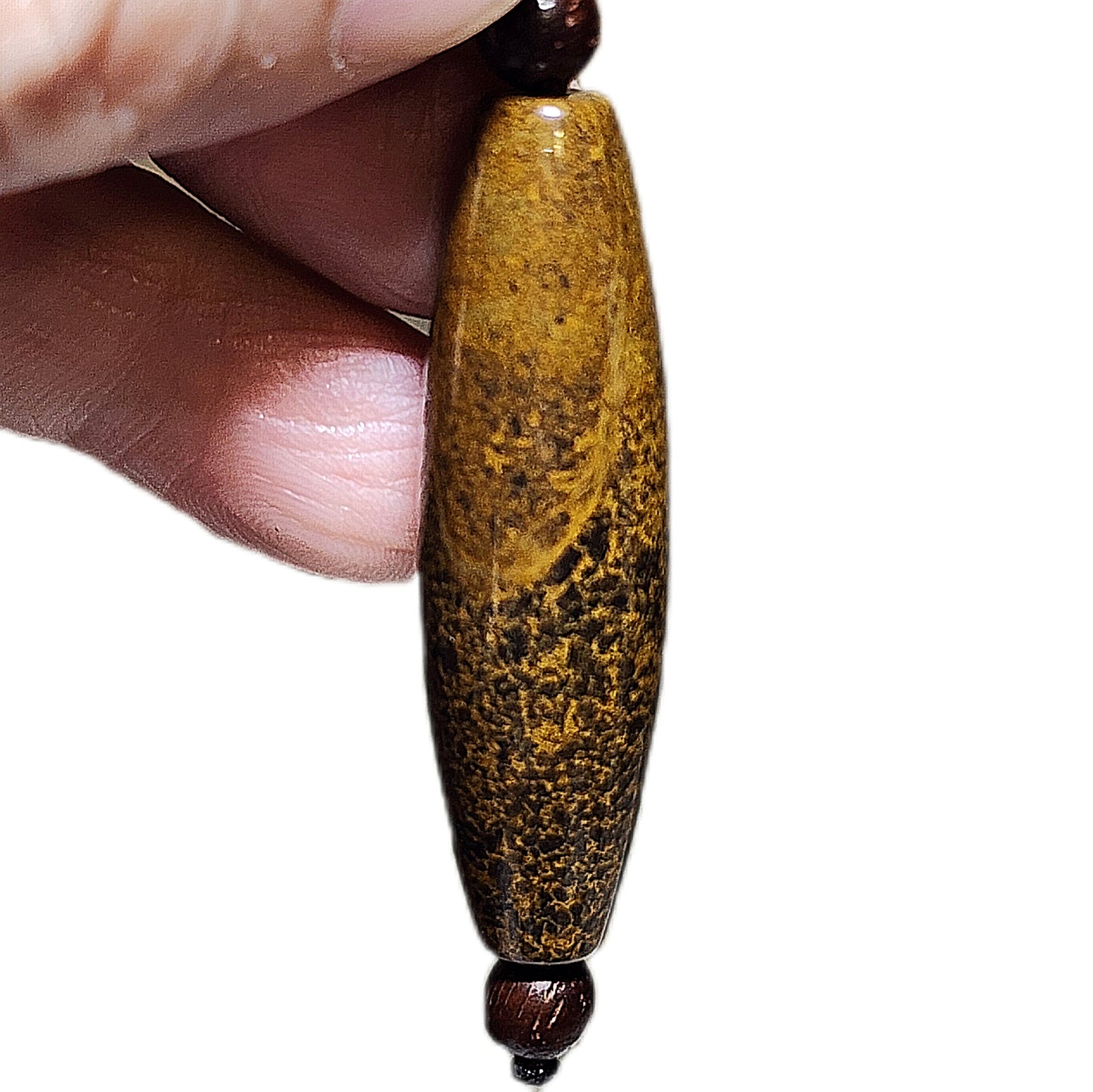 45.8mm Tibetan Meng Tianzhu small natural eyes Dzi pendant 45.8毫米九眼页岩鱼籽老料小眼睛蒙天珠吊坠