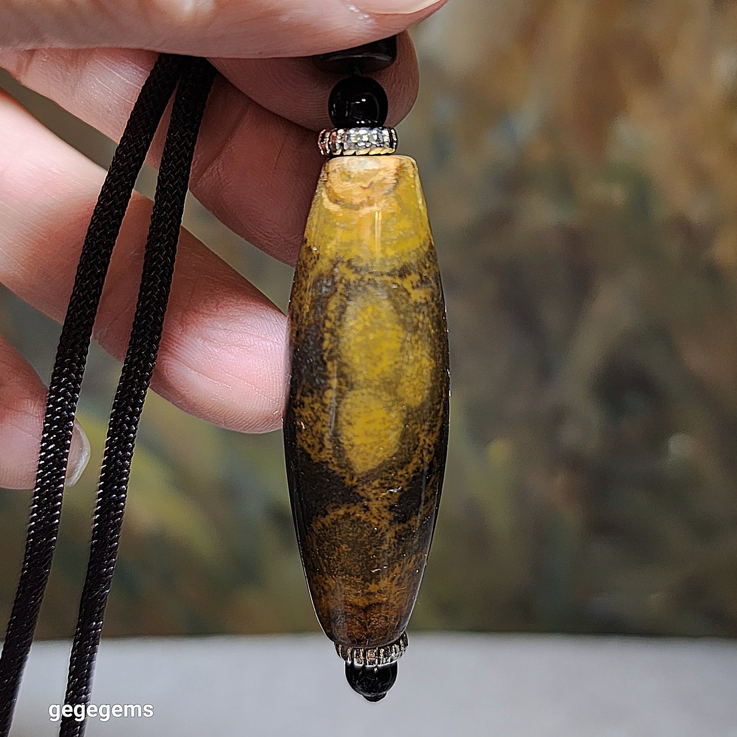 50mm Tibetan Meng Tianzhu natural eyes 9 Eyes Dzi pendant 老料九眼页岩天眼九眼蒙天珠吊坠