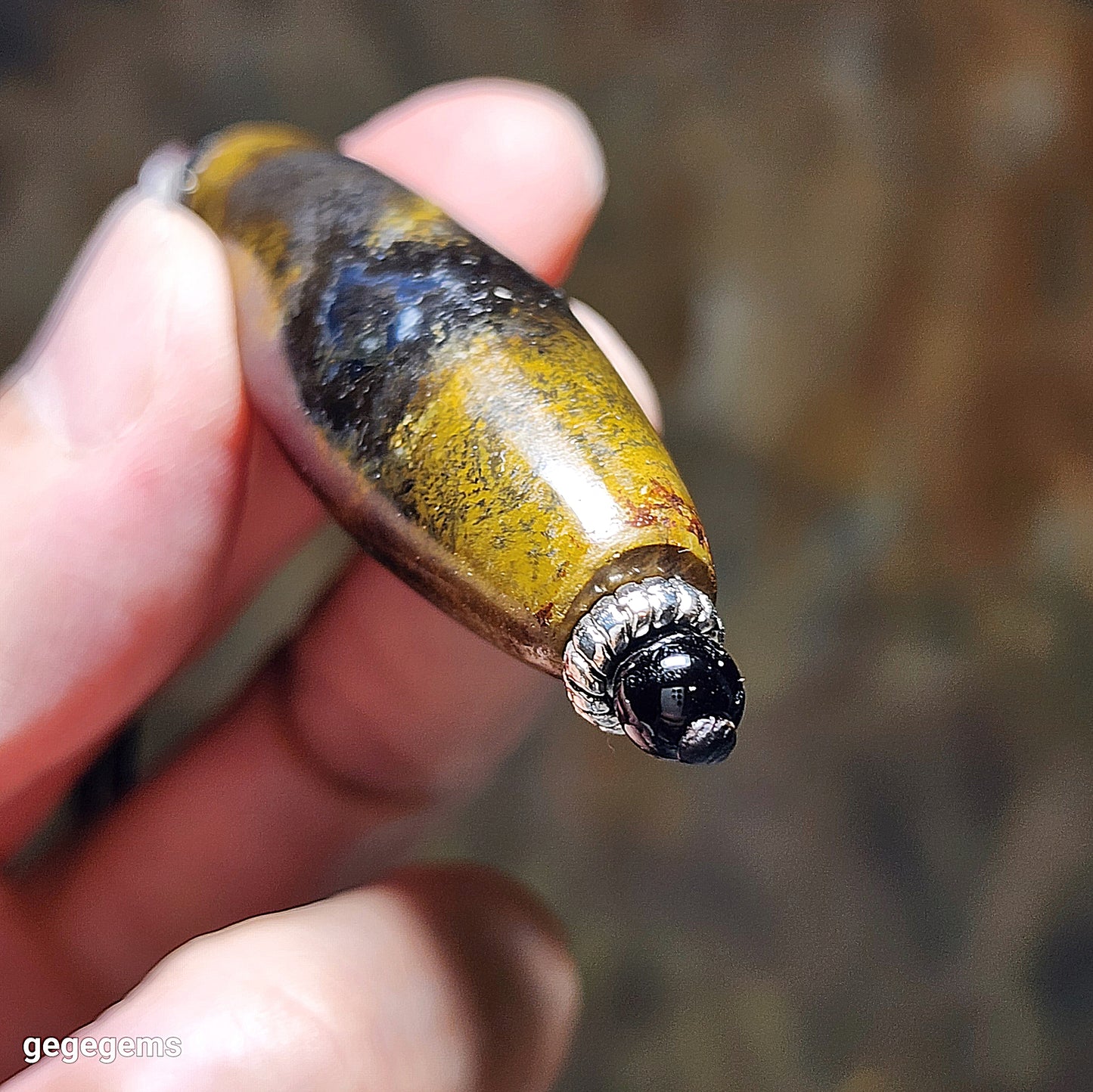 50mm Tibetan Meng Tianzhu natural eyes 9 Eyes Dzi pendant 老料九眼页岩天眼九眼蒙天珠吊坠