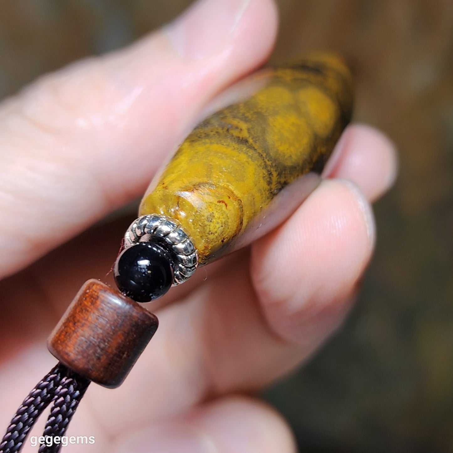 50mm Tibetan Meng Tianzhu natural eyes 9 Eyes Dzi pendant 老料九眼页岩天眼九眼蒙天珠吊坠