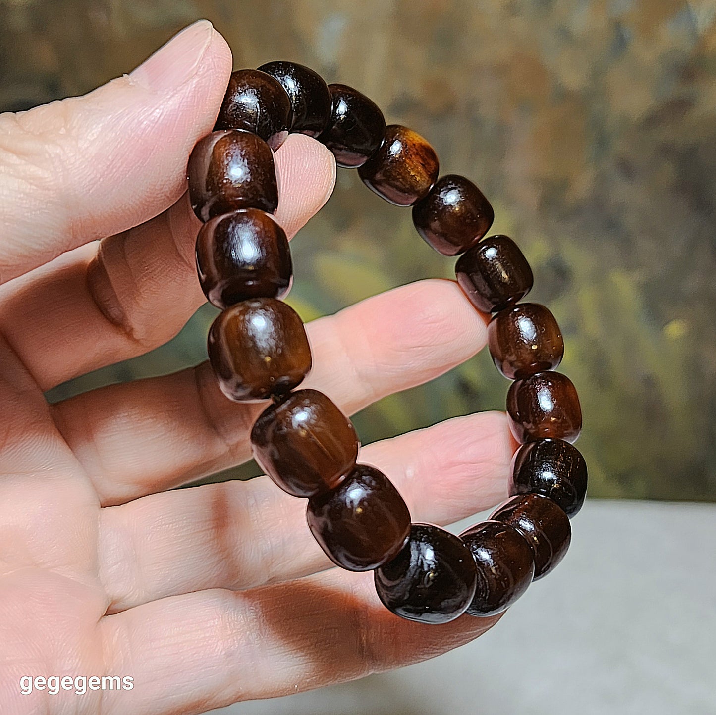 11.5mm+ Tibetan aged barrel beads bracelet 藏式天然老料甲桶珠富甲天下手链