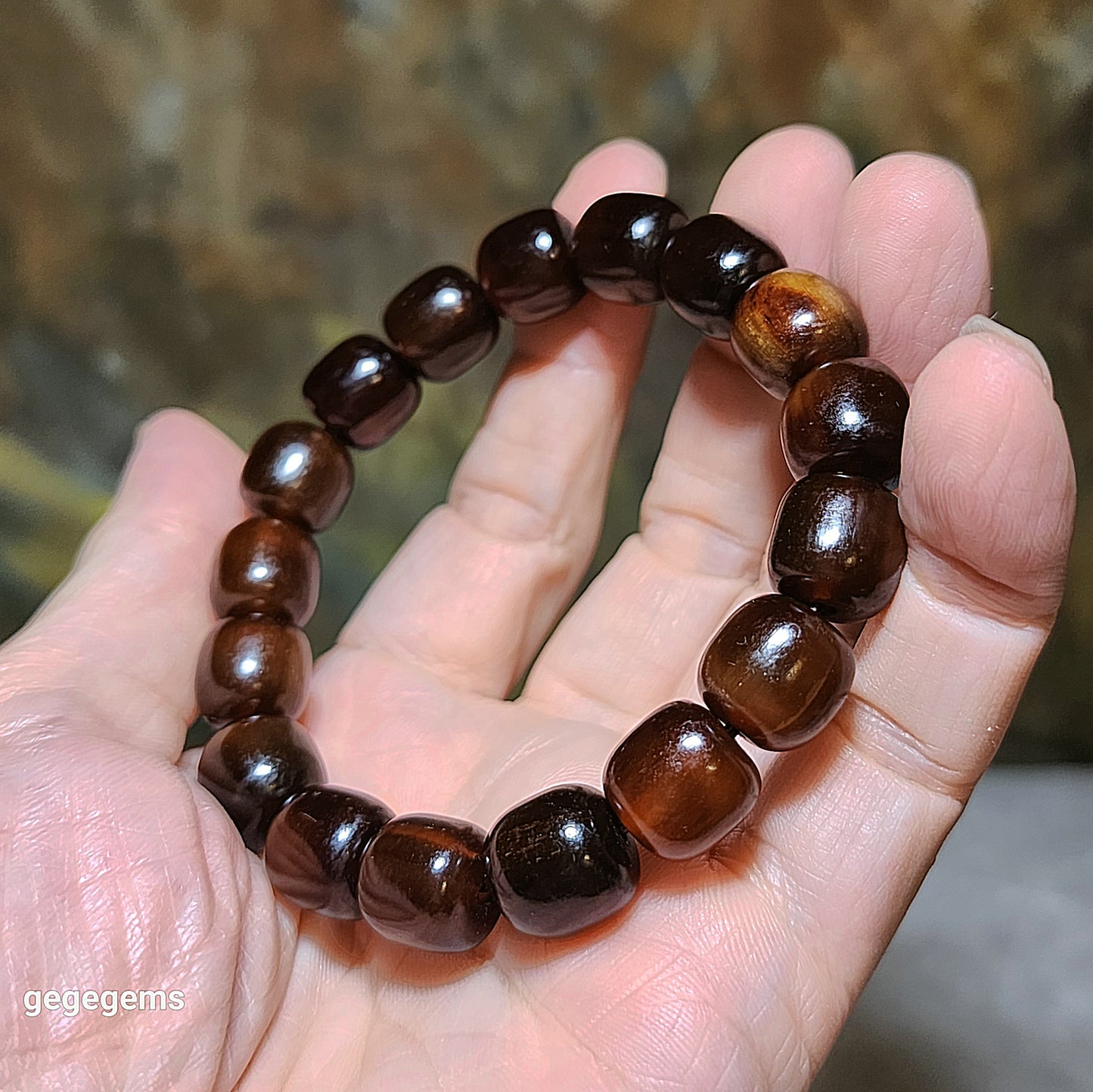 11.5mm+ Tibetan aged barrel beads bracelet 藏式天然老料甲桶珠富甲天下手链