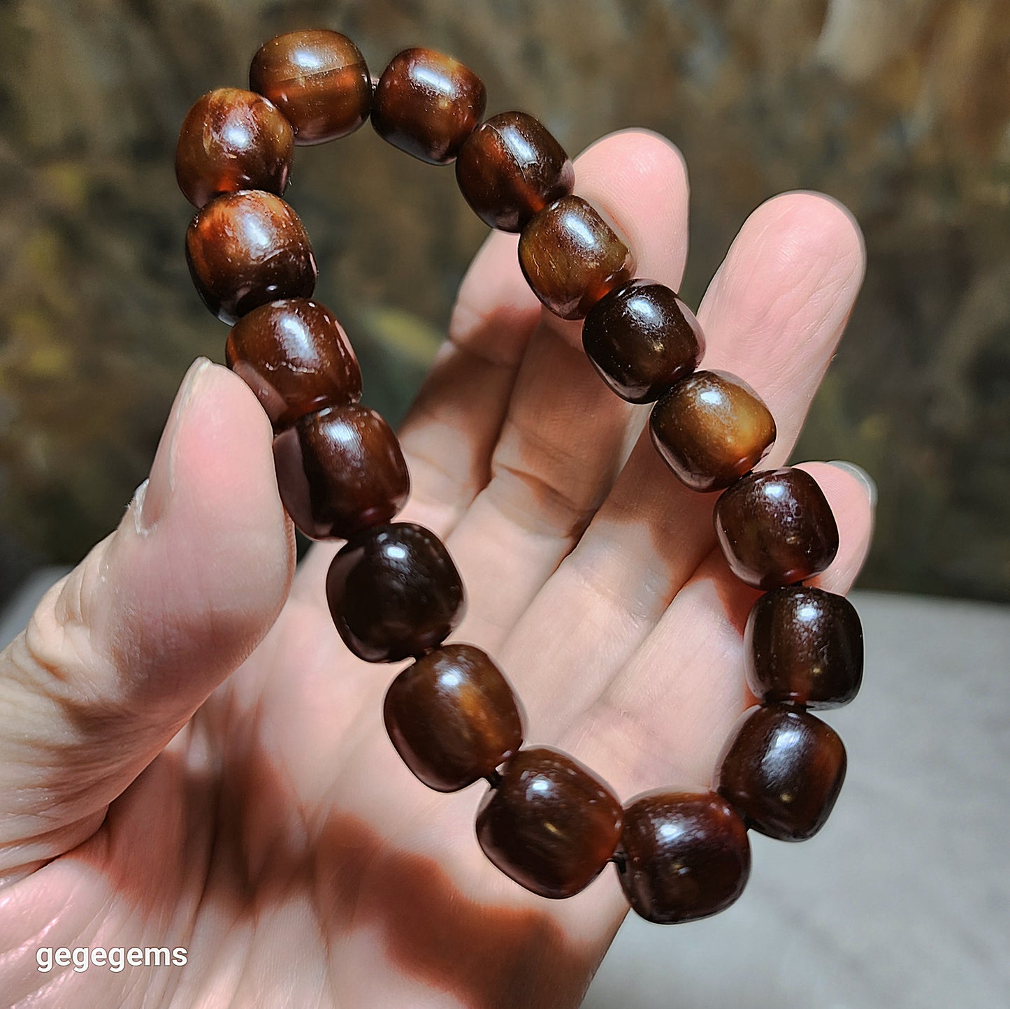 11.5mm+ Tibetan aged barrel beads bracelet 藏式天然老料甲桶珠富甲天下手链