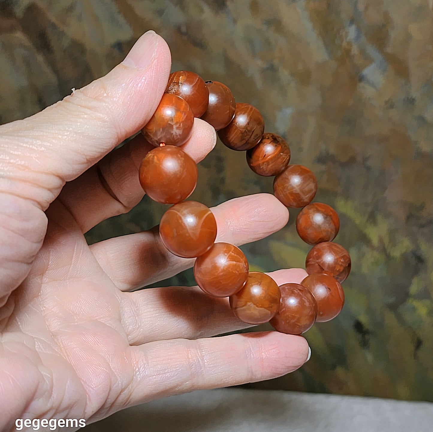 16.5mm Baoshan Nan Hong old mine bracelet 保山南红老料红黄油润手链