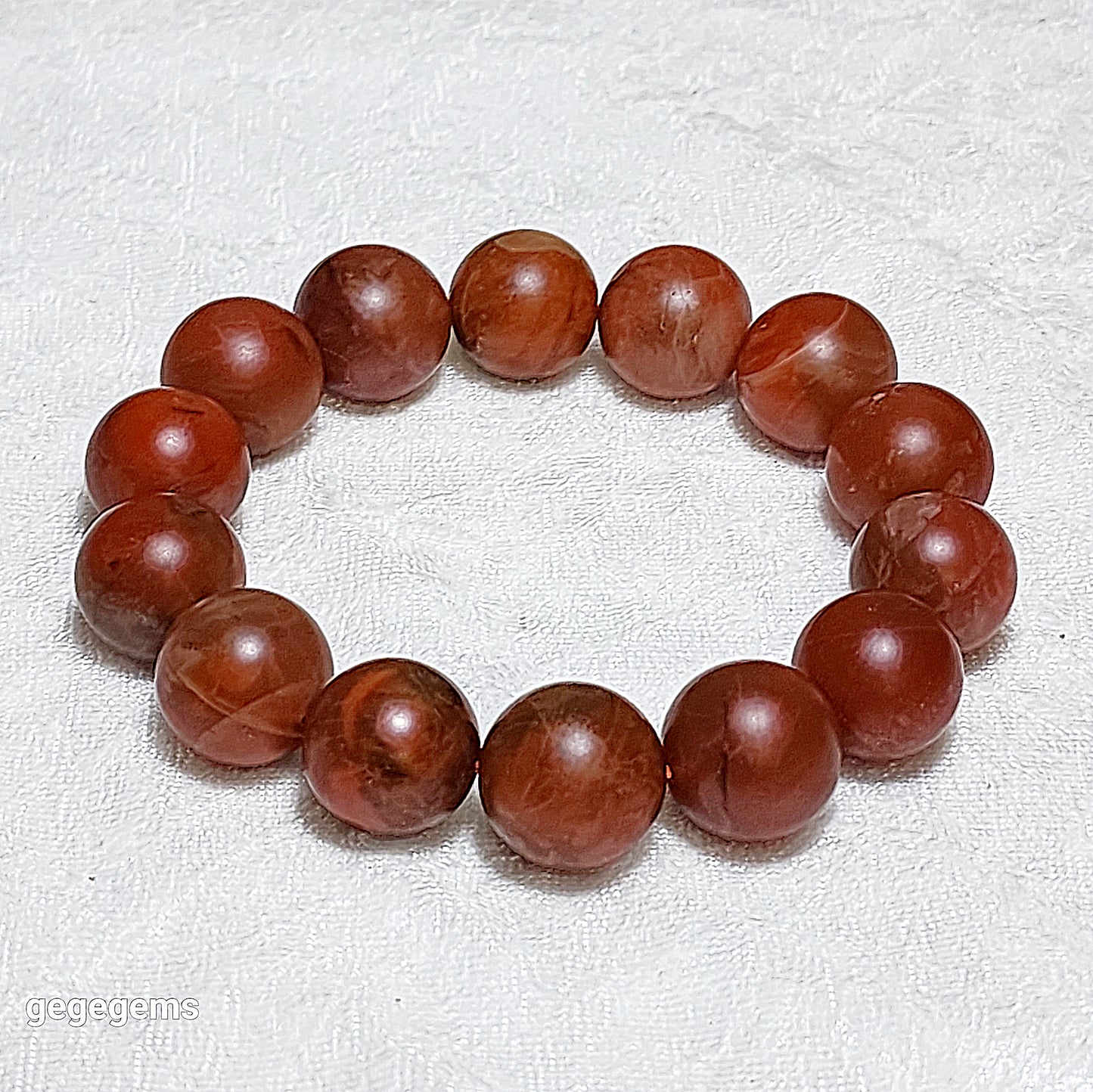 16.5mm Baoshan Nan Hong old mine bracelet 保山南红老料红黄油润手链