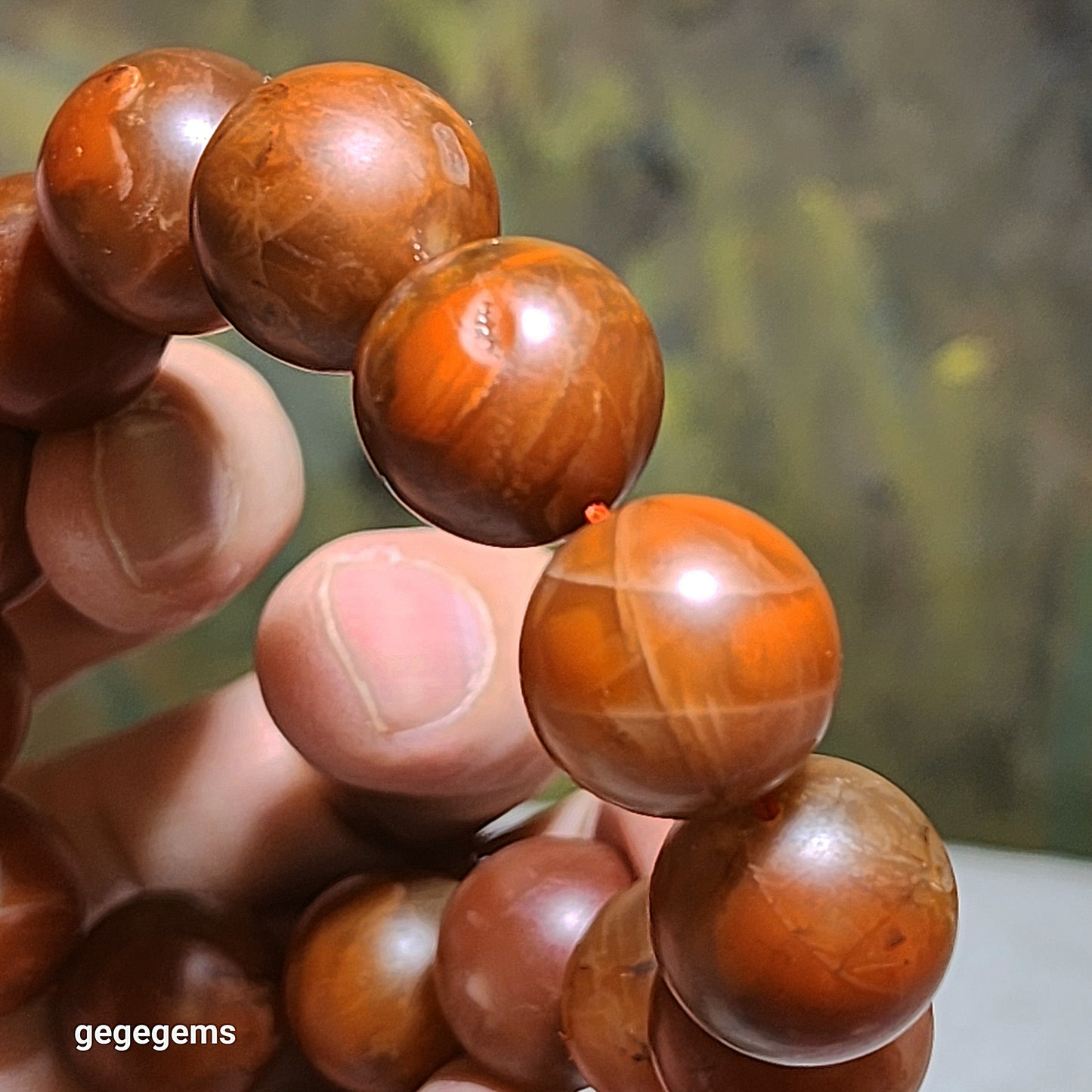 16.5mm Baoshan Nan Hong old mine bracelet 保山南红老料红黄油润手链