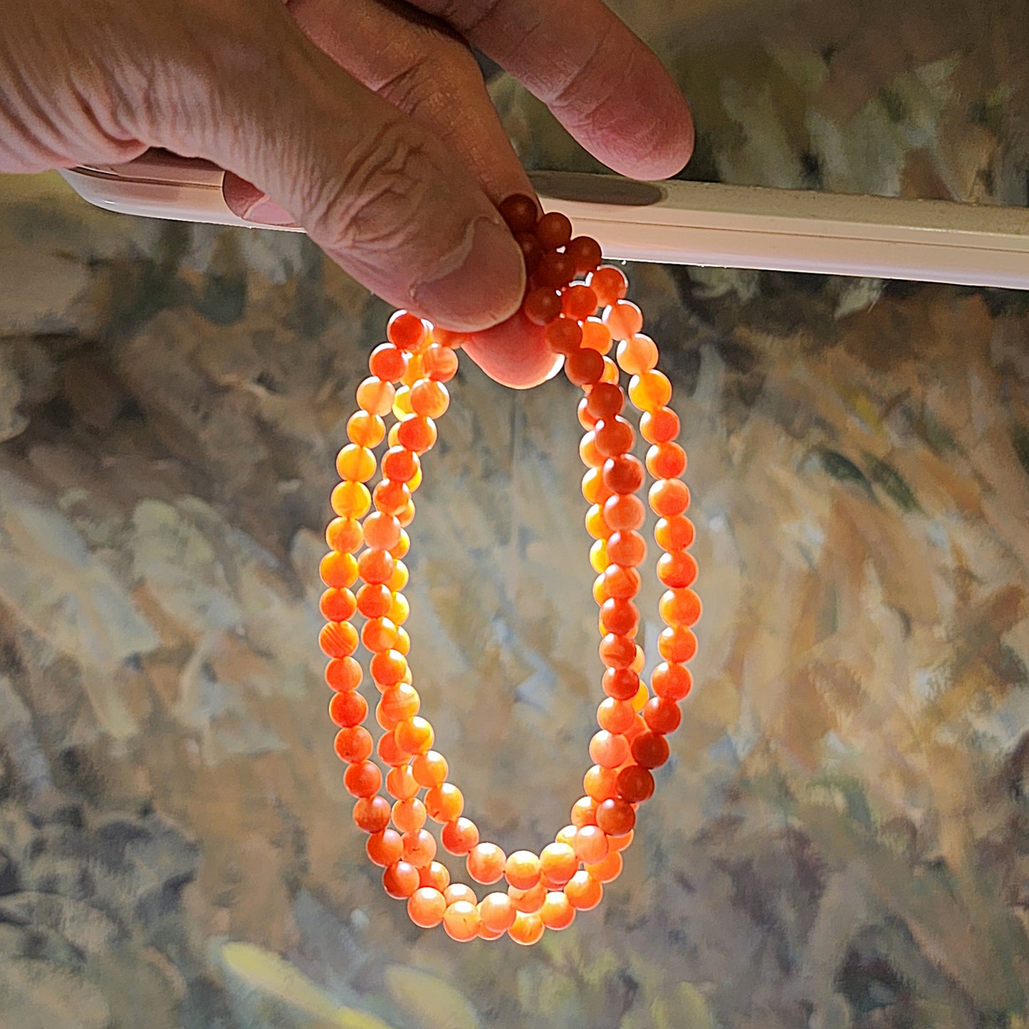 5.7mm Premium natural Baoshan Nan Hong necklace / multi loops bracelet 优质天然保山南红項链多圈手链