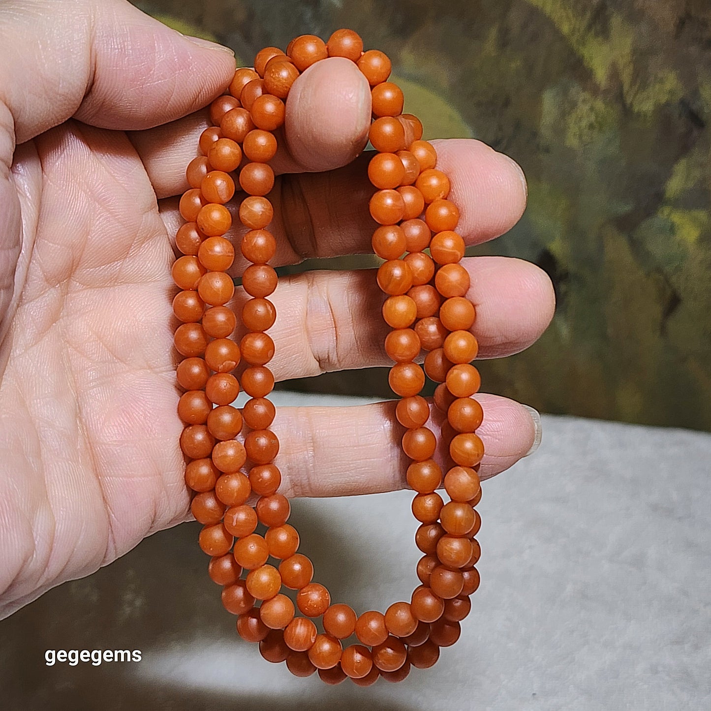 5.7mm Premium natural Baoshan Nan Hong necklace / multi loops bracelet 优质天然保山南红項链多圈手链