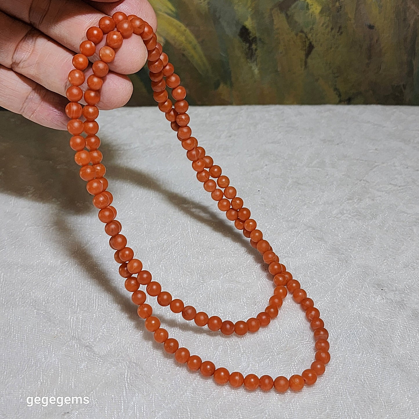 5.7mm Premium natural Baoshan Nan Hong necklace / multi loops bracelet 优质天然保山南红項链多圈手链