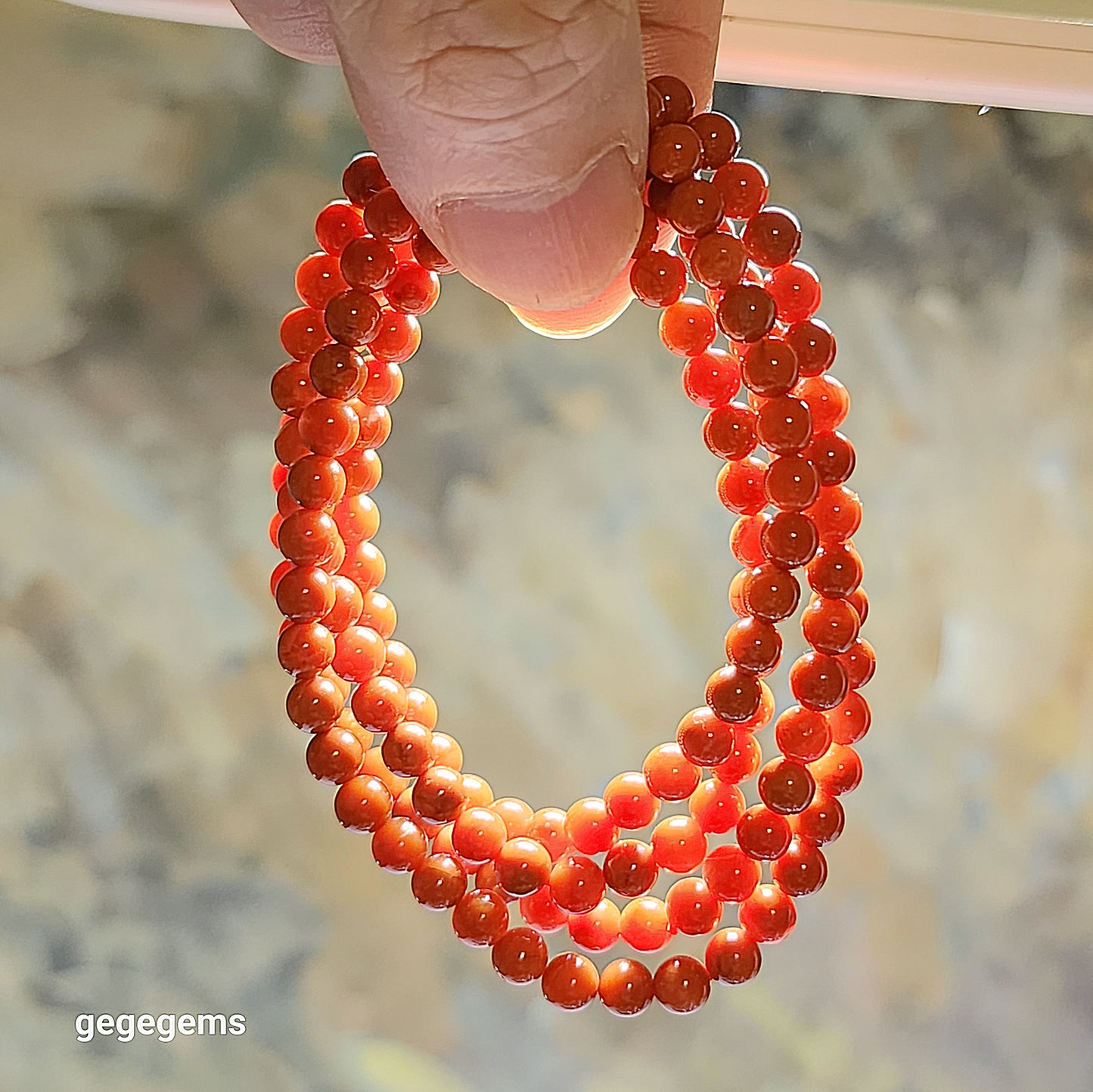 4.8mm Premium natural Waxi Nan Hong necklace / multi loops bracelet 优质天然瓦西南红項链多圈手链
