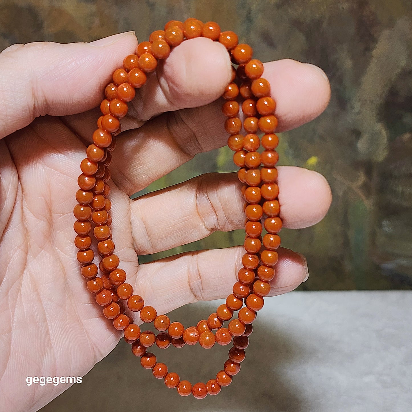 4.8mm Premium natural Waxi Nan Hong necklace / multi loops bracelet 优质天然瓦西南红項链多圈手链