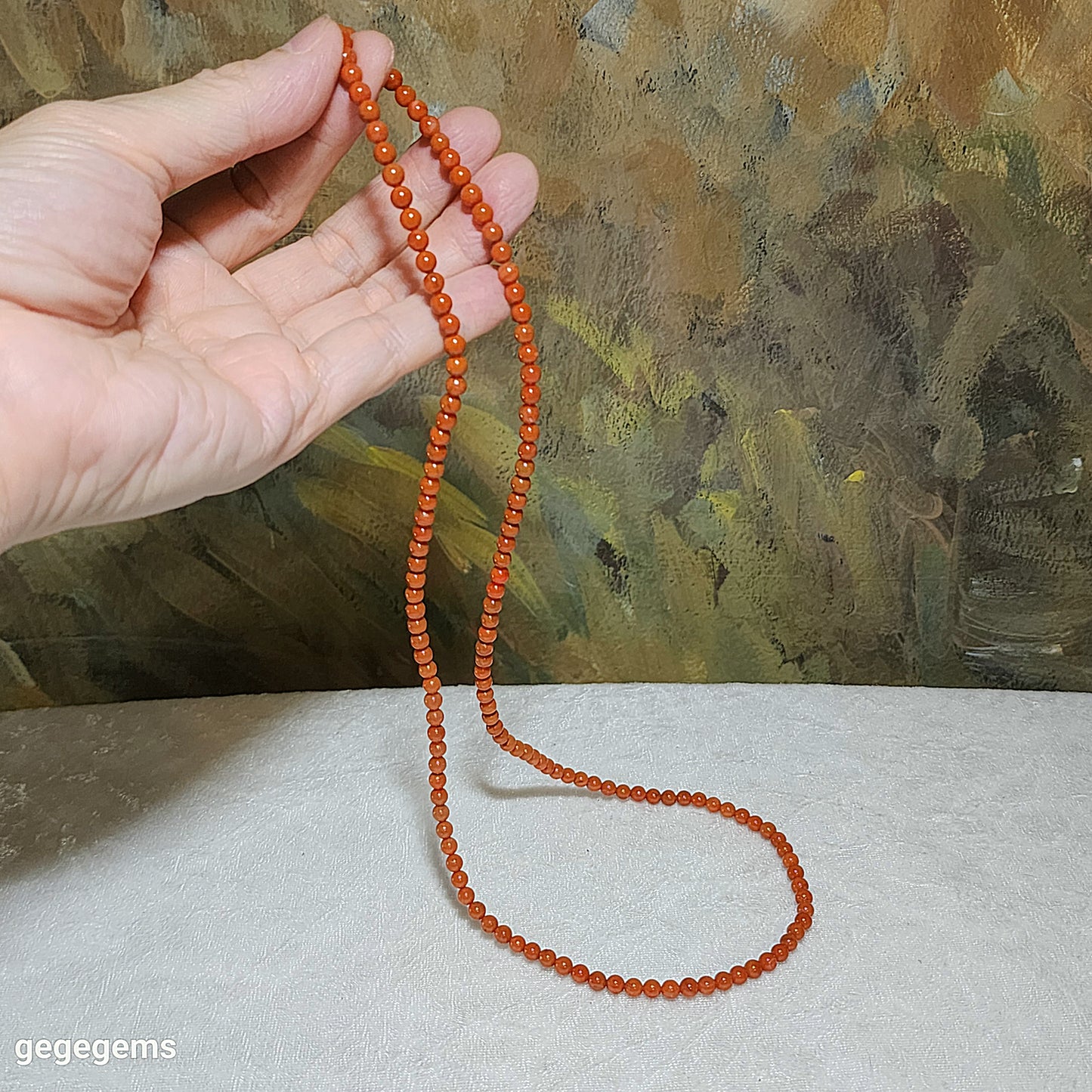 4.8mm Premium natural Waxi Nan Hong necklace / multi loops bracelet 优质天然瓦西南红項链多圈手链