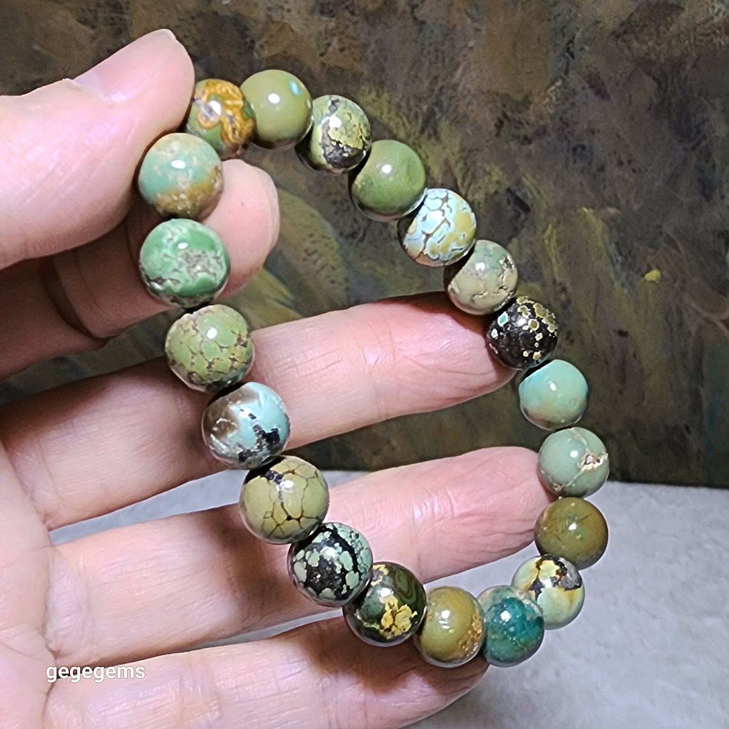 10mm+ Natural untreated Hubei Turquoise bracelet 优质天然原矿湖北松石手链