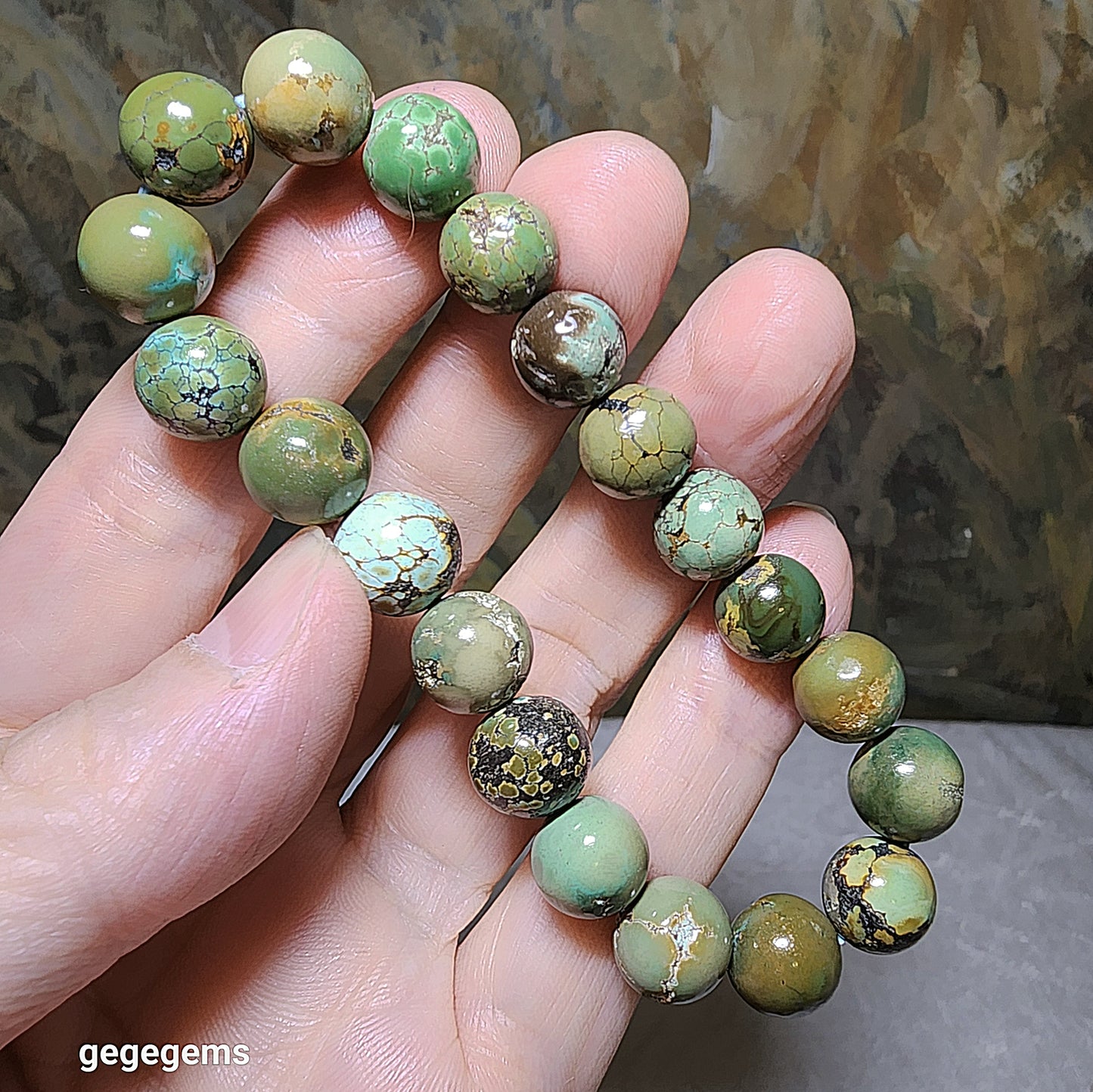 10mm+ Natural untreated Hubei Turquoise bracelet 优质天然原矿湖北松石手链