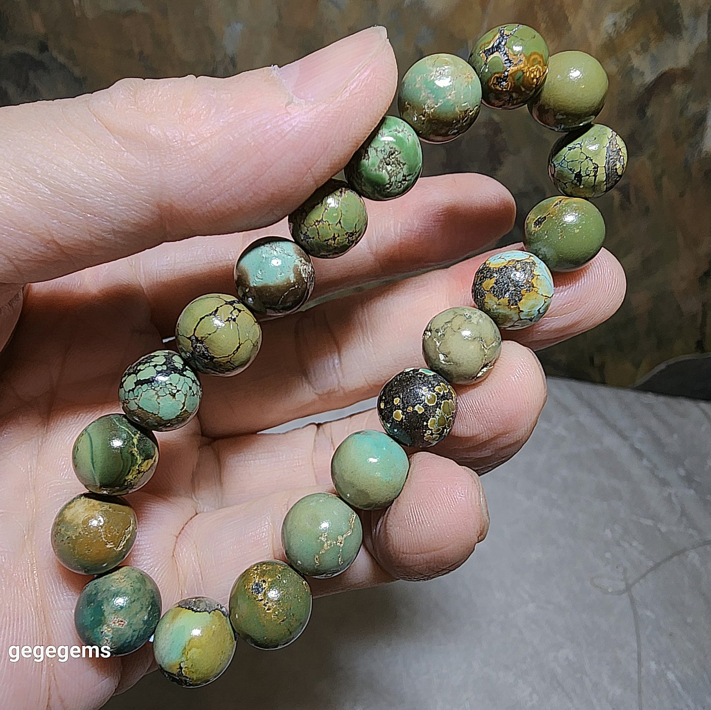 10mm+ Natural untreated Hubei Turquoise bracelet 优质天然原矿湖北松石手链