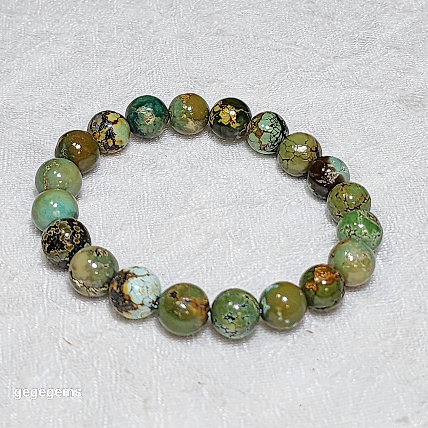 10mm+ Natural untreated Hubei Turquoise bracelet 优质天然原矿湖北松石手链