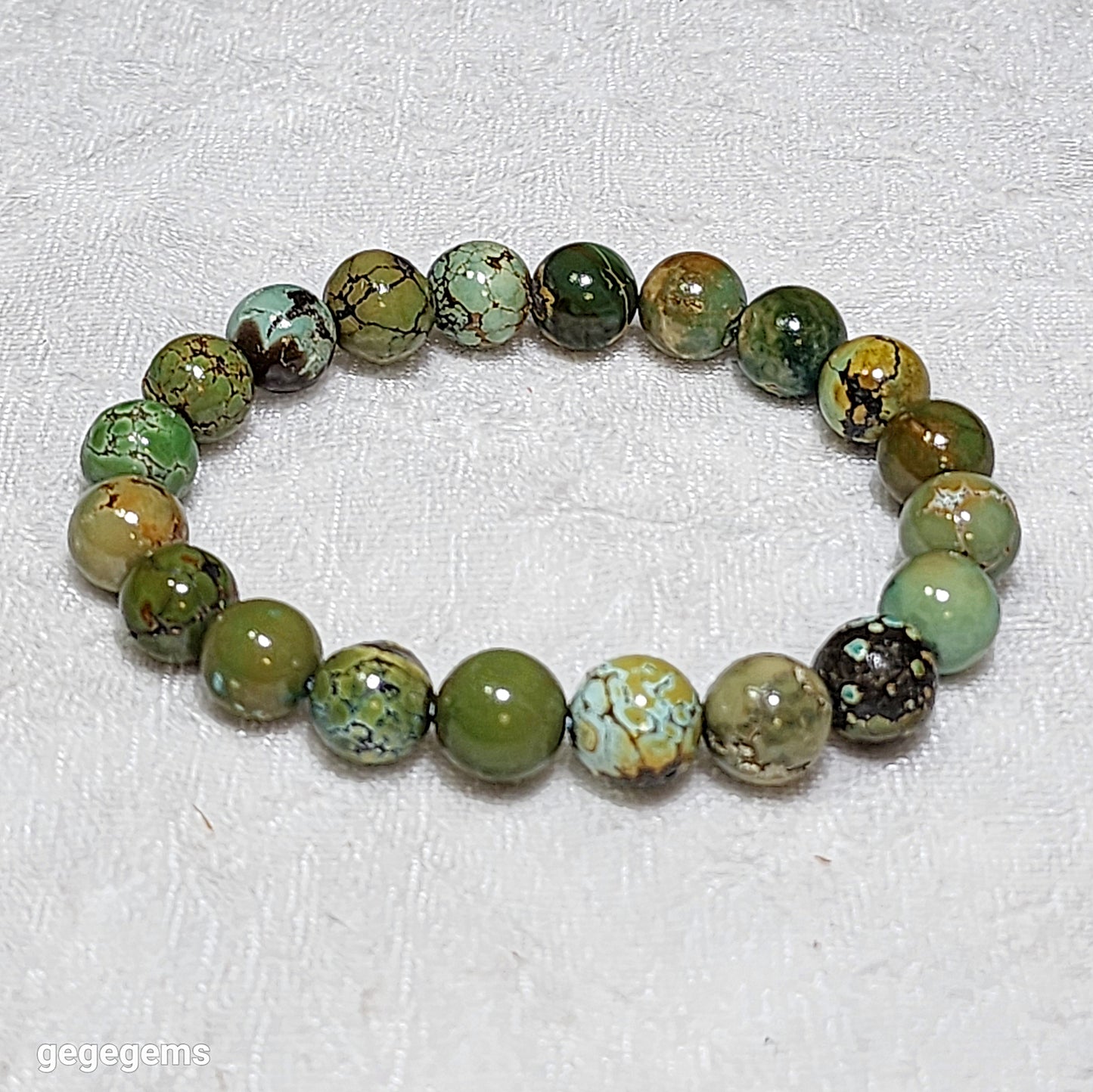 10mm+ Natural untreated Hubei Turquoise bracelet 优质天然原矿湖北松石手链