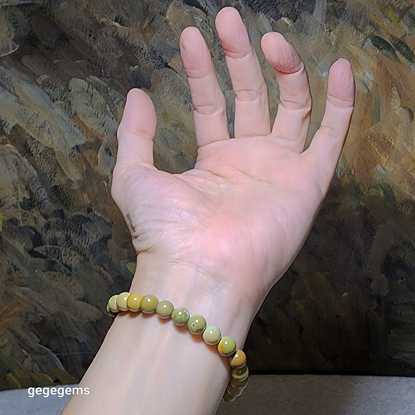 7.8mm Natural untreated Hubei Turquoise bracelet 优质天然原矿湖北松石手链