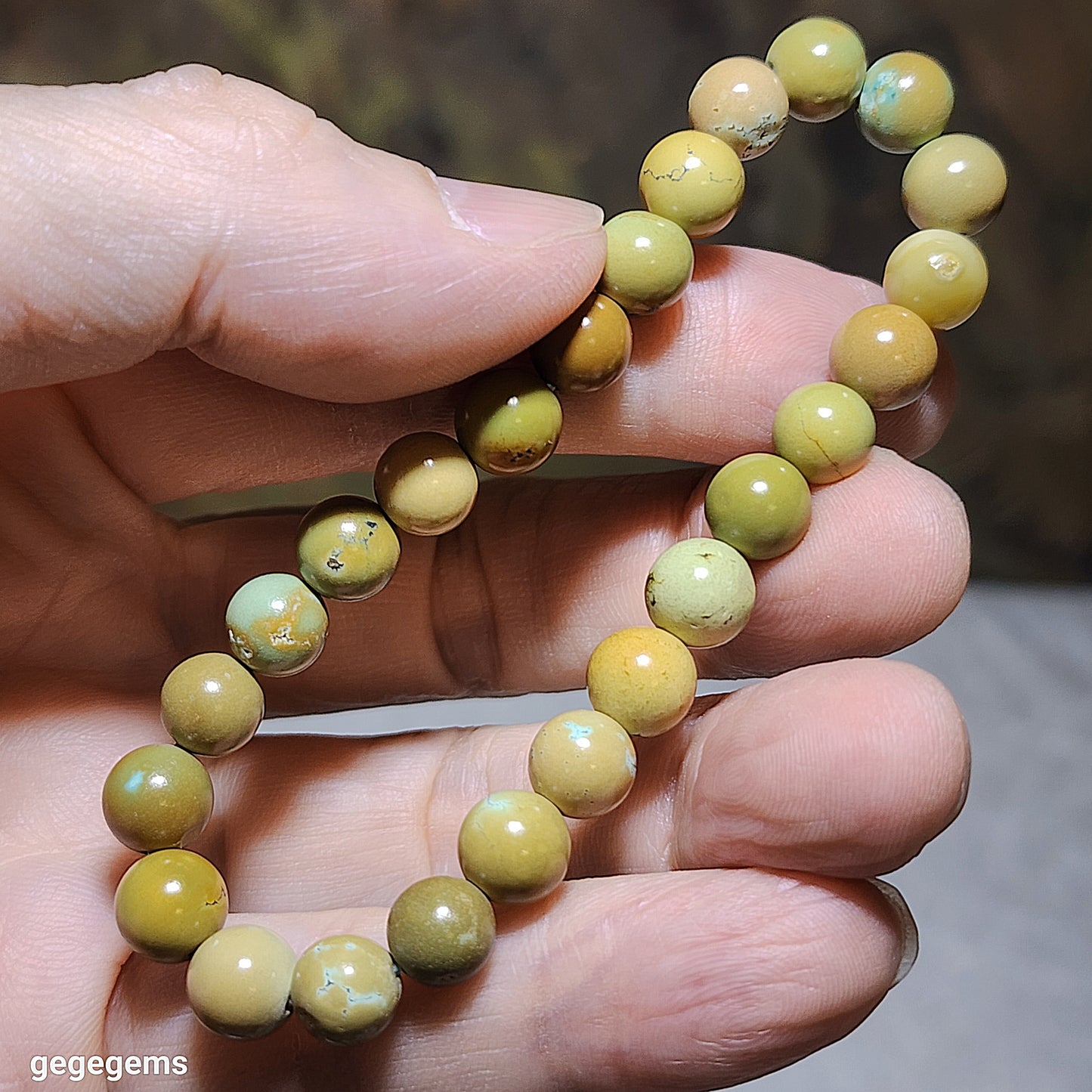 7.8mm Natural untreated Hubei Turquoise bracelet 优质天然原矿湖北松石手链