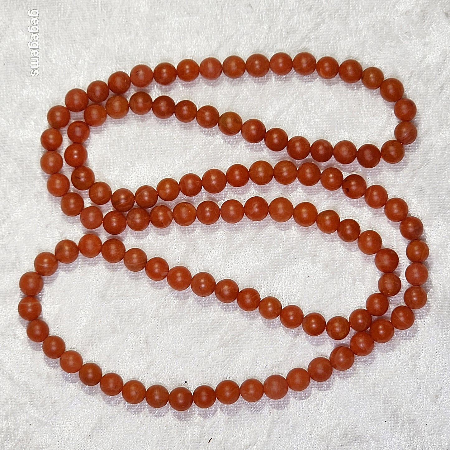 6.6mm Premium natural Baoshan Nan Hong 108 mala necklace / multi loops bracelet 43.65克优质天然保山南红108念珠項链多圈手链