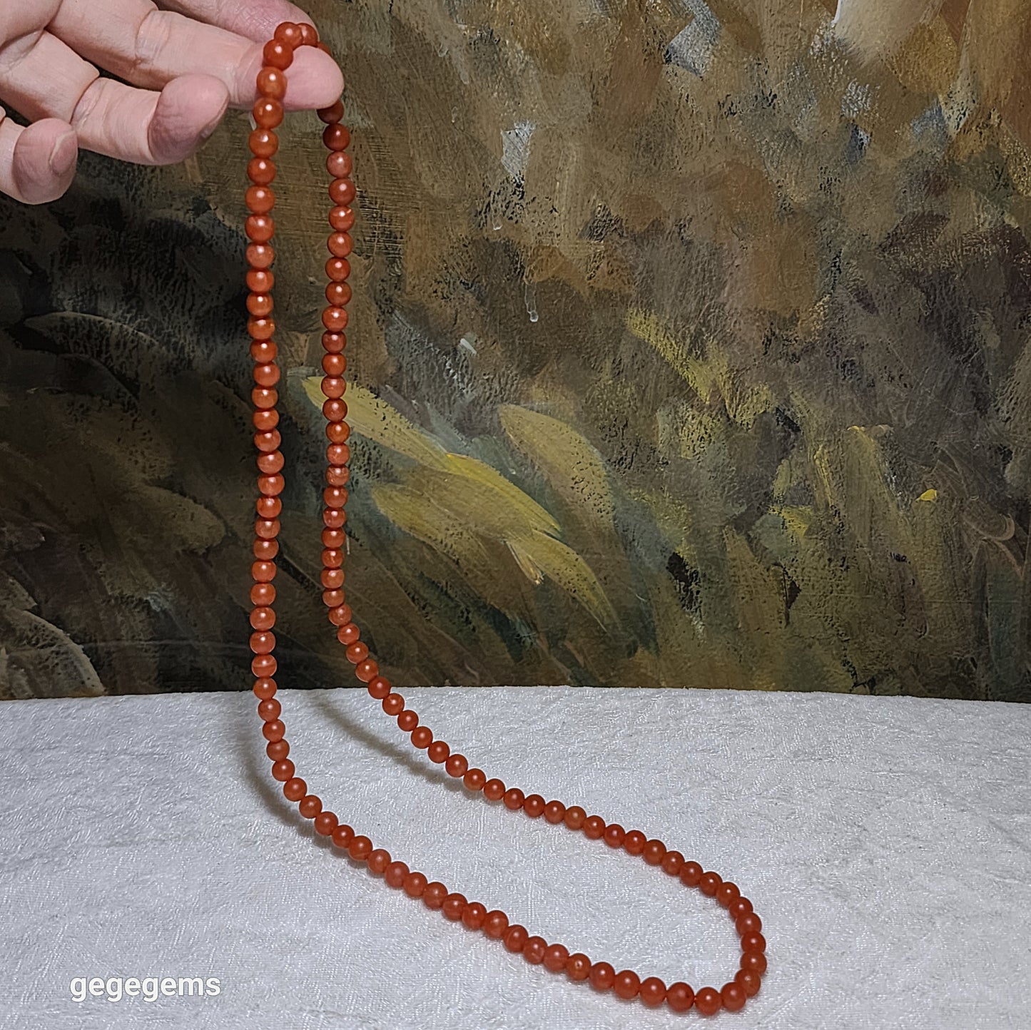 6.6mm Premium natural Baoshan Nan Hong 108 mala necklace / multi loops bracelet 43.65克优质天然保山南红108念珠項链多圈手链