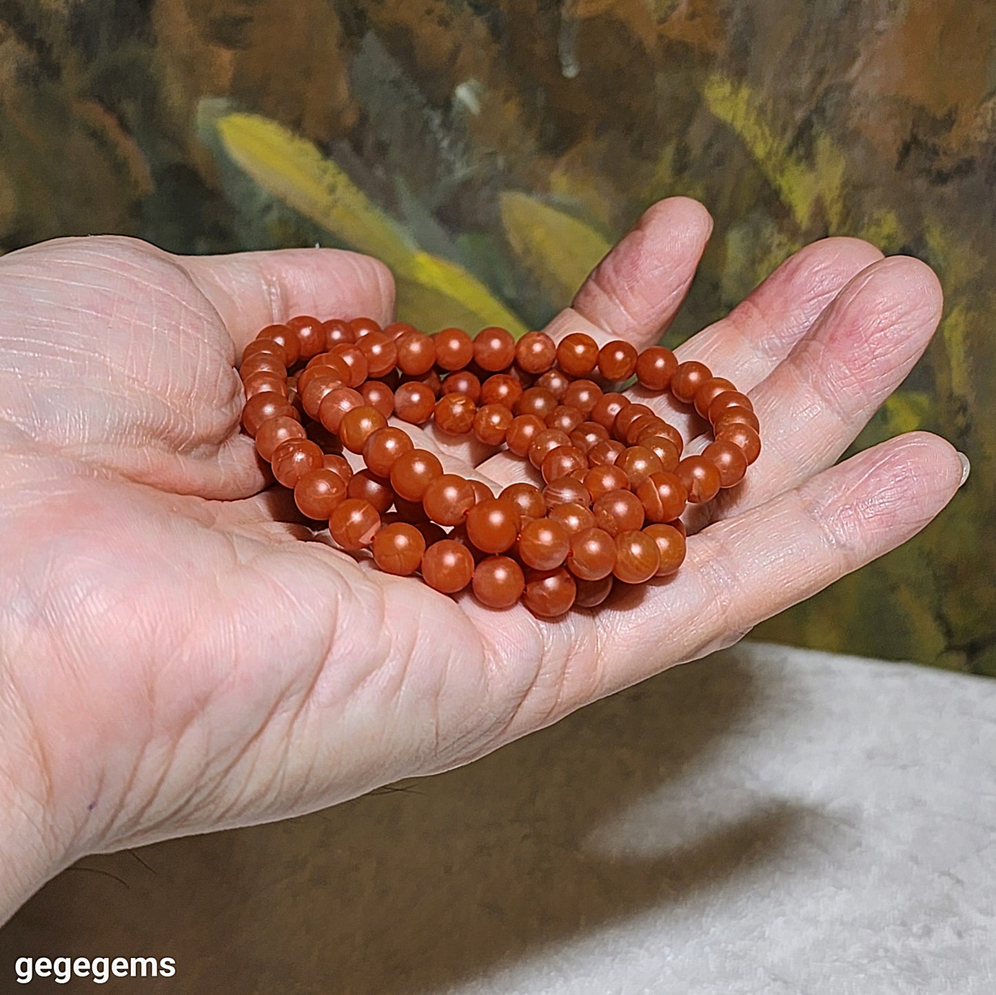 6.6mm Premium natural Baoshan Nan Hong 108 mala necklace / multi loops bracelet 43.65克优质天然保山南红108念珠項链多圈手链