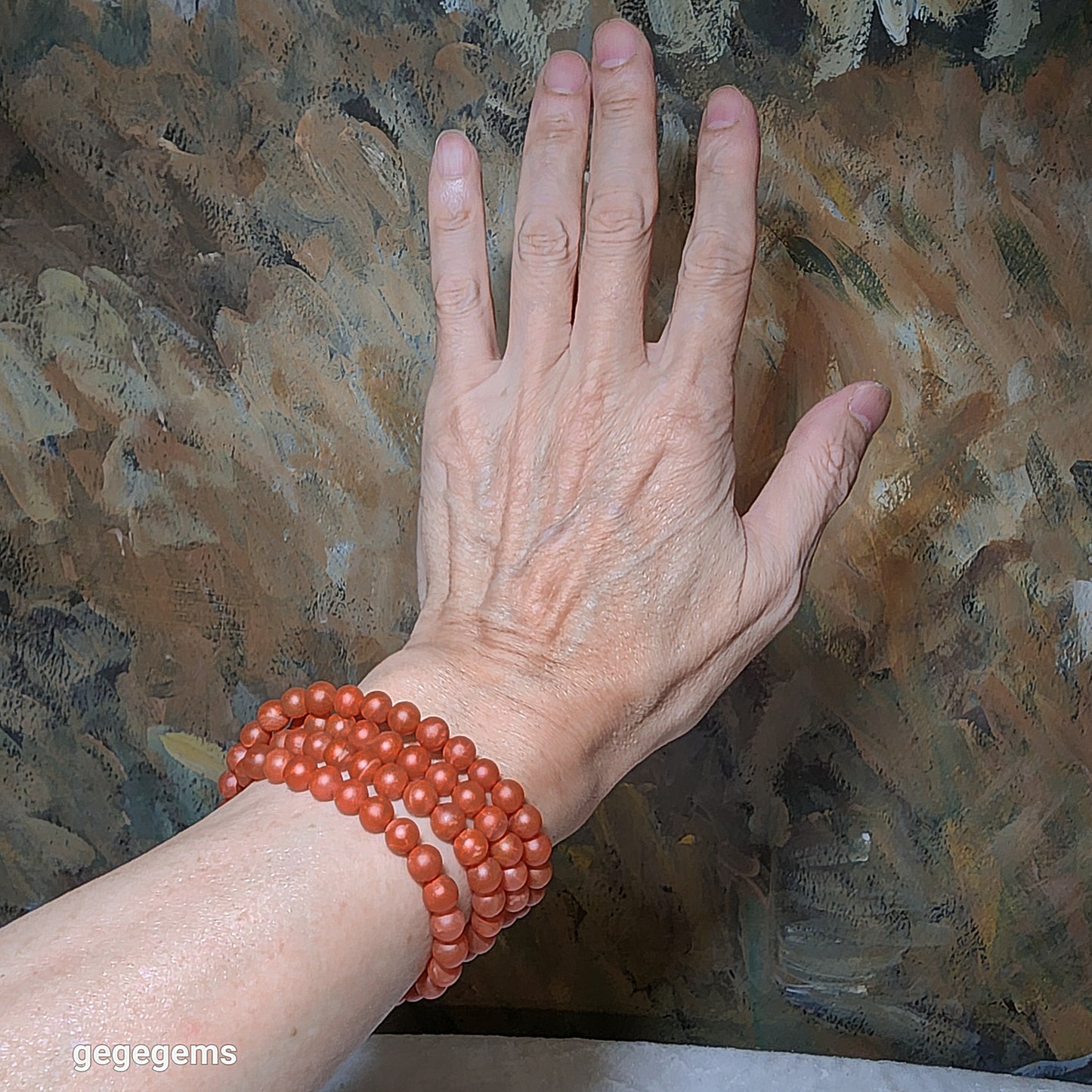 6.6mm Premium natural Baoshan Nan Hong 108 mala necklace / multi loops bracelet 43.65克优质天然保山南红108念珠項链多圈手链