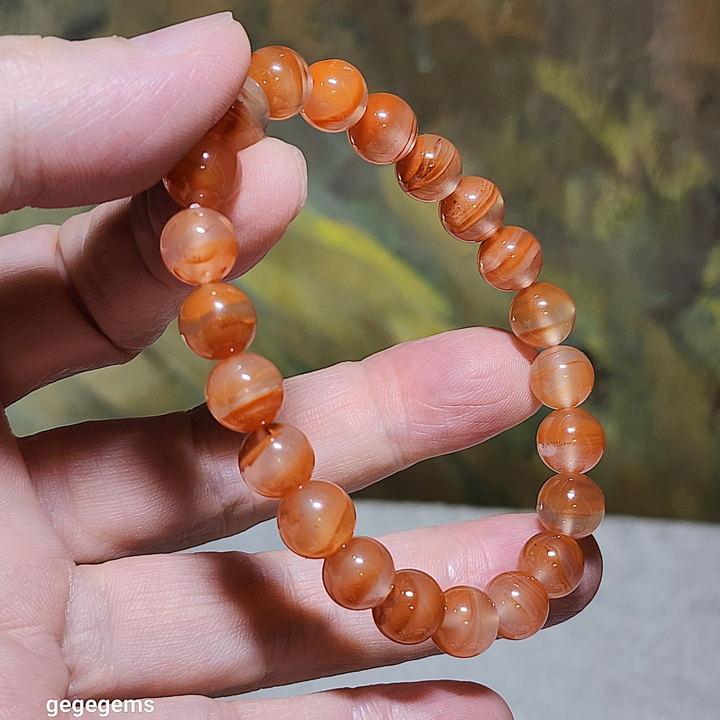 9mm Jiu Kou Nan Hong "Lychee Jelly" Treasure Bowl bracelet 九口南红荔枝凍聚宝盆手链