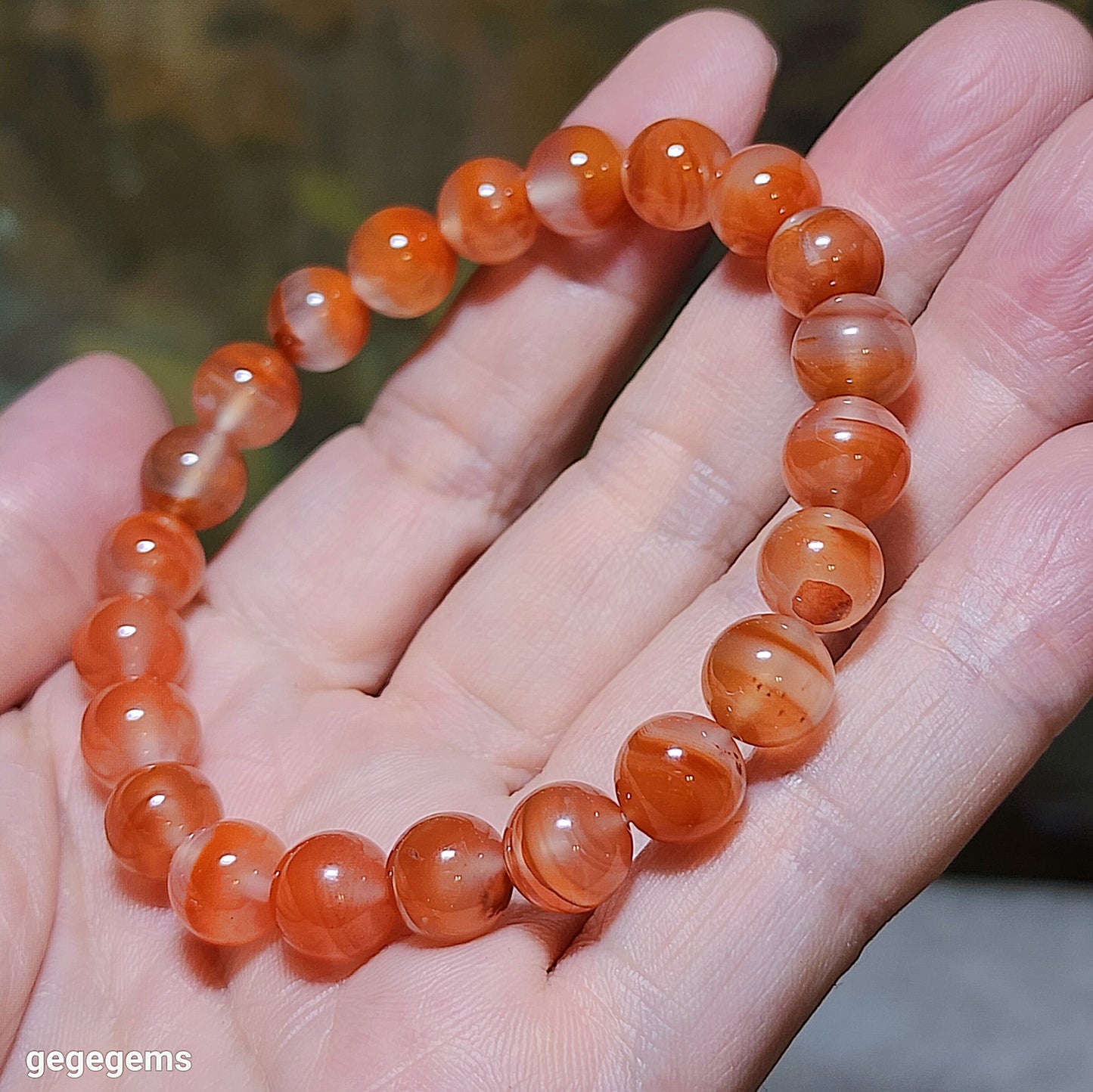 9mm Jiu Kou Nan Hong "Lychee Jelly" Treasure Bowl bracelet 九口南红荔枝凍聚宝盆手链