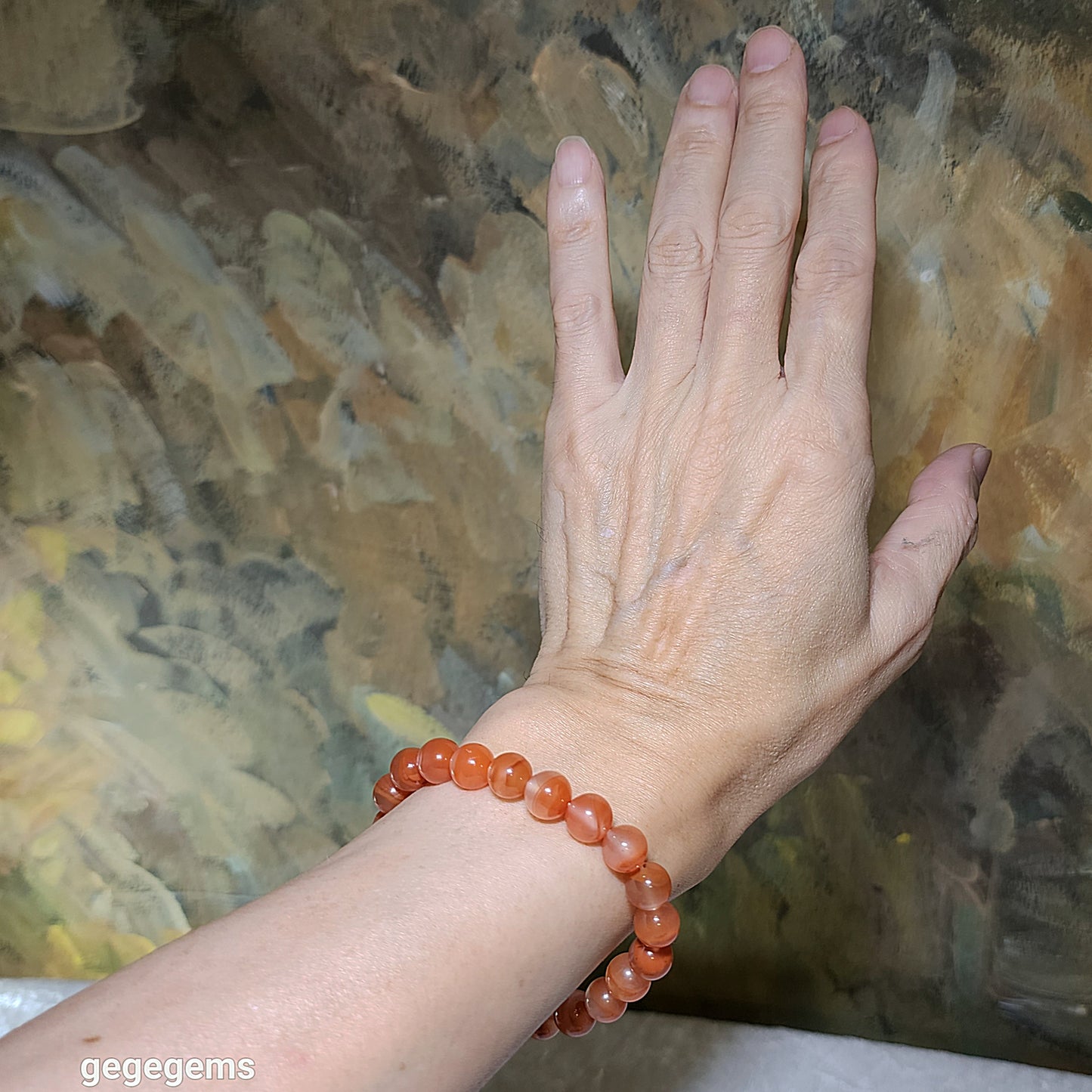 9mm Jiu Kou Nan Hong "Lychee Jelly" Treasure Bowl bracelet 九口南红荔枝凍聚宝盆手链
