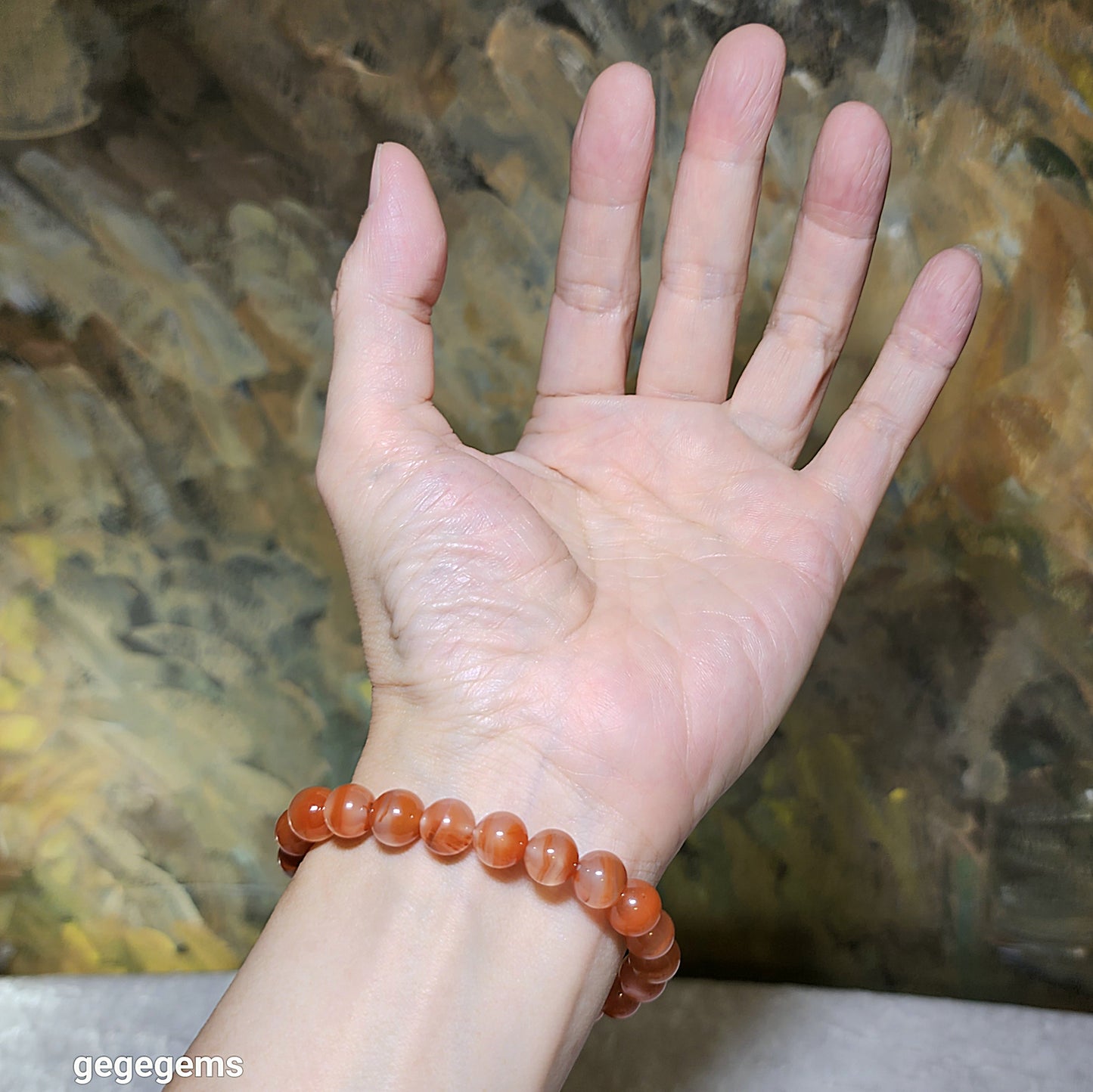 9mm Jiu Kou Nan Hong "Lychee Jelly" Treasure Bowl bracelet 九口南红荔枝凍聚宝盆手链