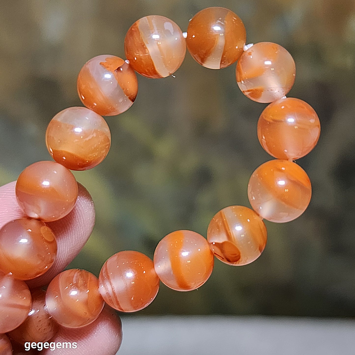 9mm Jiu Kou Nan Hong "Lychee Jelly" Treasure Bowl bracelet 九口南红荔枝凍聚宝盆手链