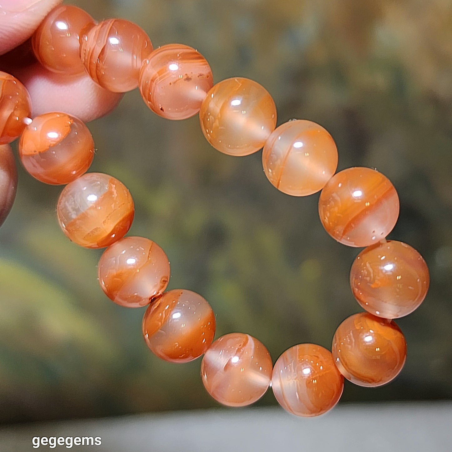9mm Jiu Kou Nan Hong "Lychee Jelly" Treasure Bowl bracelet 九口南红荔枝凍聚宝盆手链