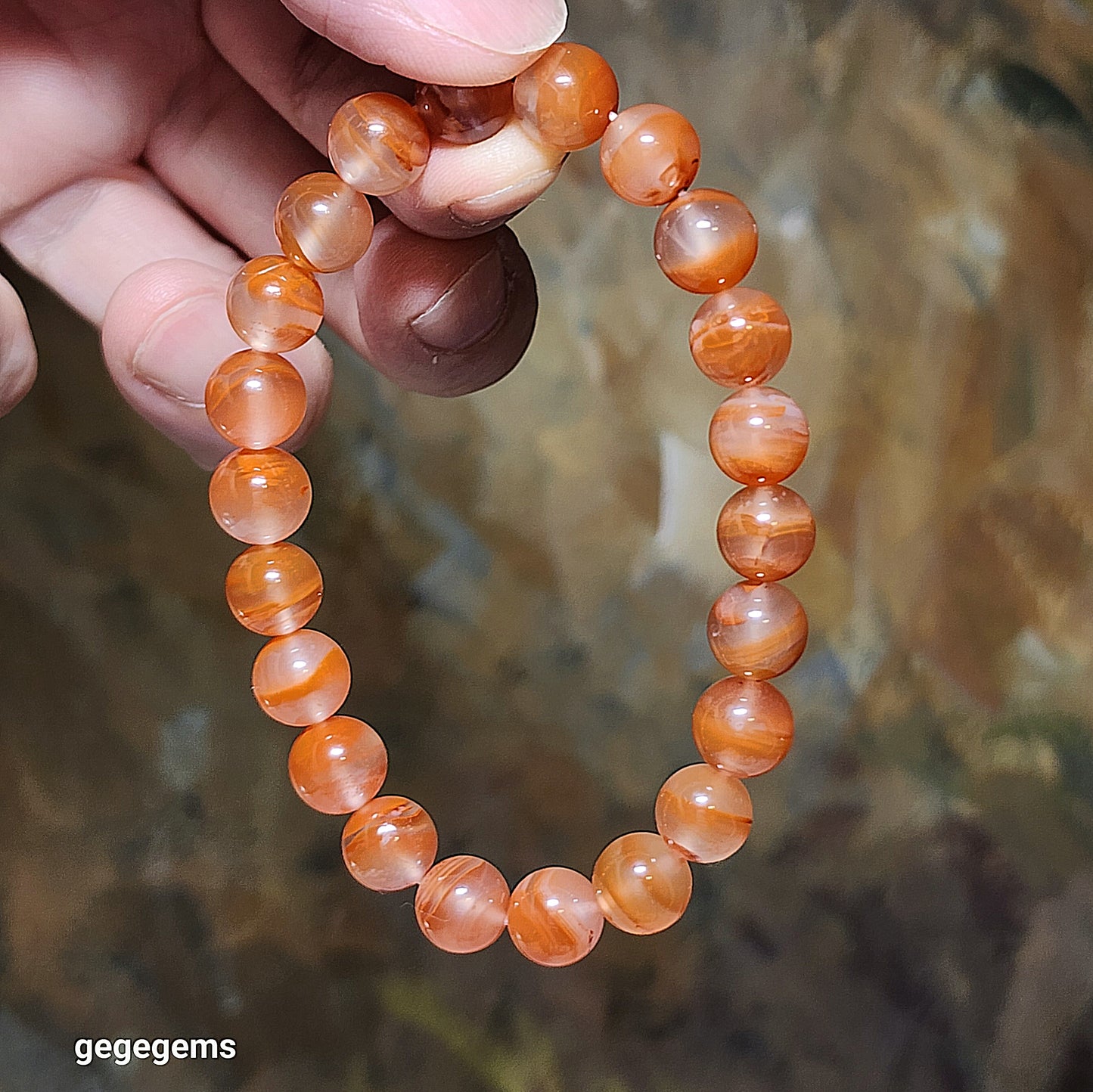 9mm Jiu Kou Nan Hong "Lychee Jelly" Treasure Bowl bracelet 九口南红荔枝凍聚宝盆手链