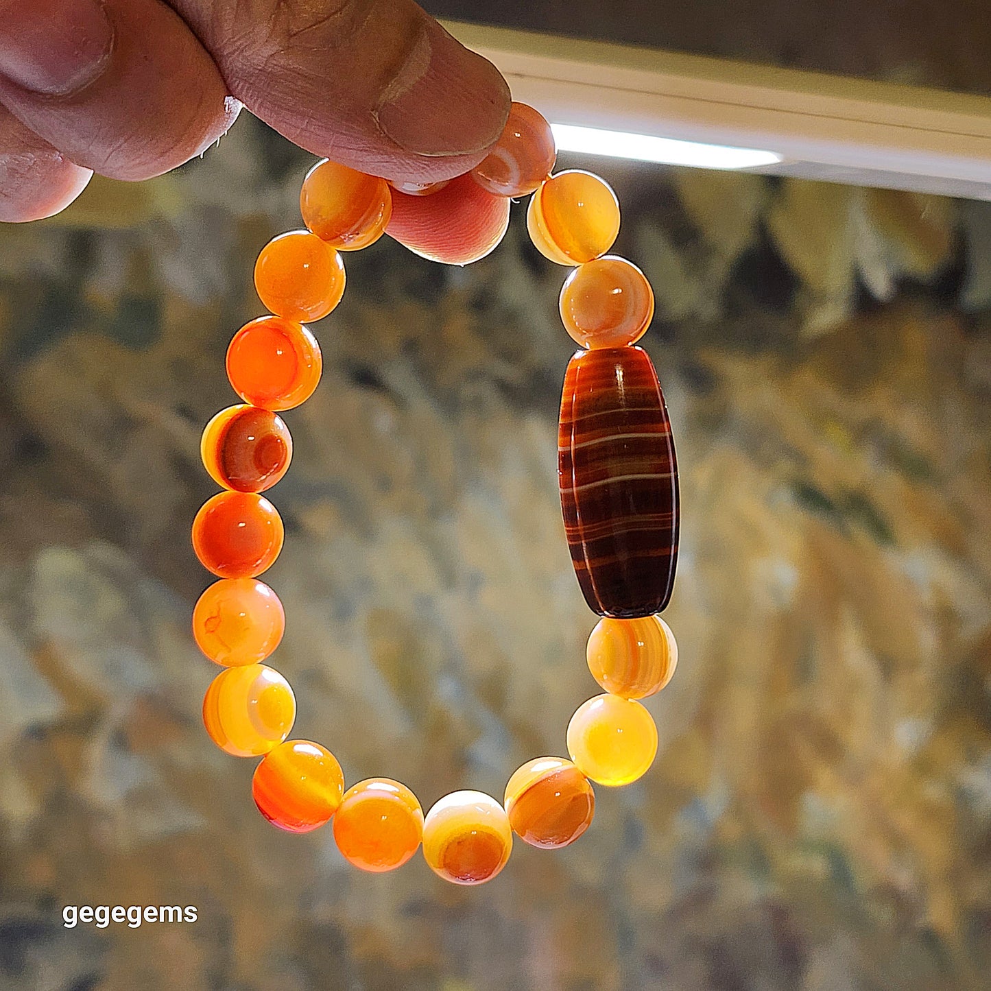 30mm Sardonyx natural pattern Lines Dzi & 10mm Natural Eye Agate Bracelet 缠丝玛瑙天然多线天珠配10毫米天然眼天眼玛瑙手链