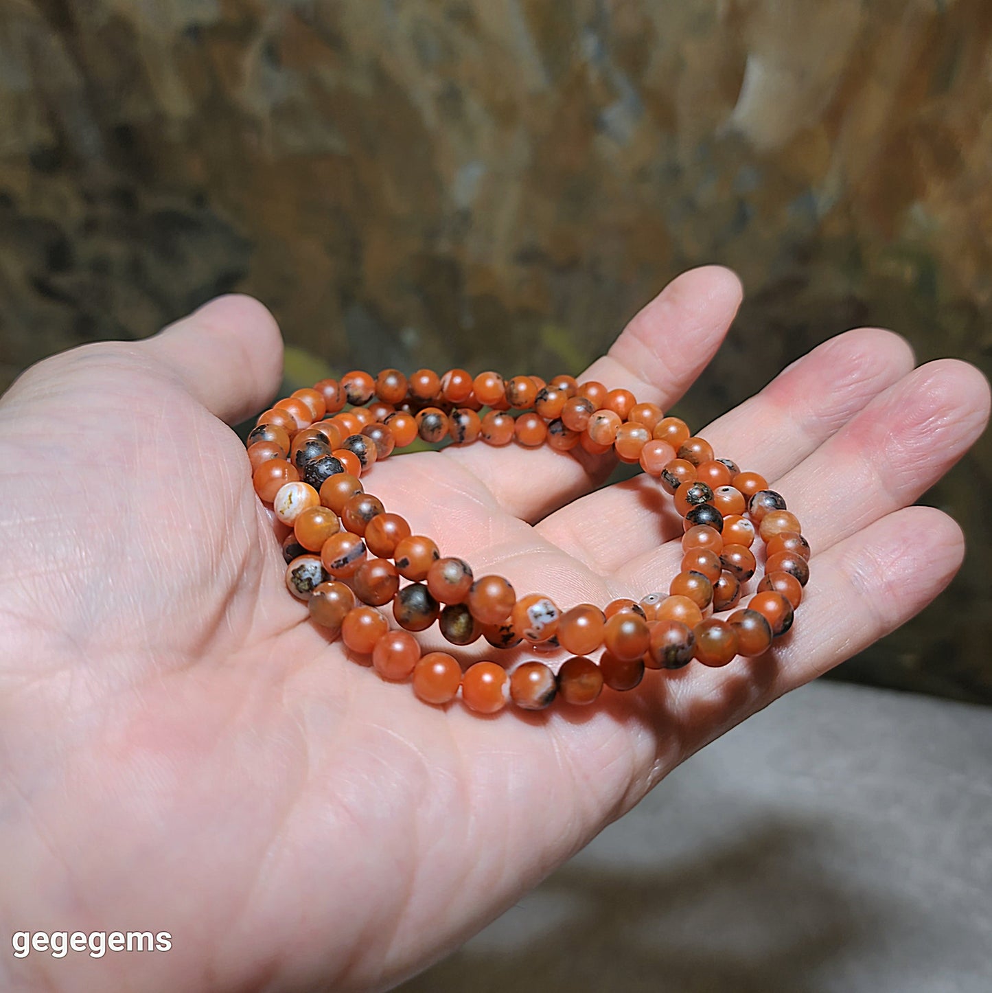 6.1mm Baoshan red white & natural black "skin" 3 colors 108 mala necklace/ multi loops bracelet 保山南红红白料带天然黑皮108念珠项链