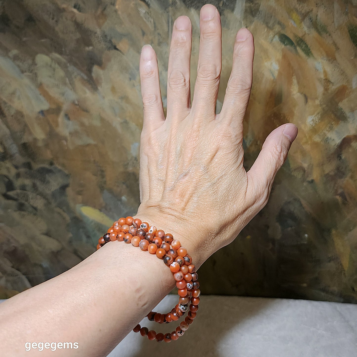 6.1mm Baoshan red white & natural black "skin" 3 colors 108 mala necklace/ multi loops bracelet 保山南红红白料带天然黑皮108念珠项链