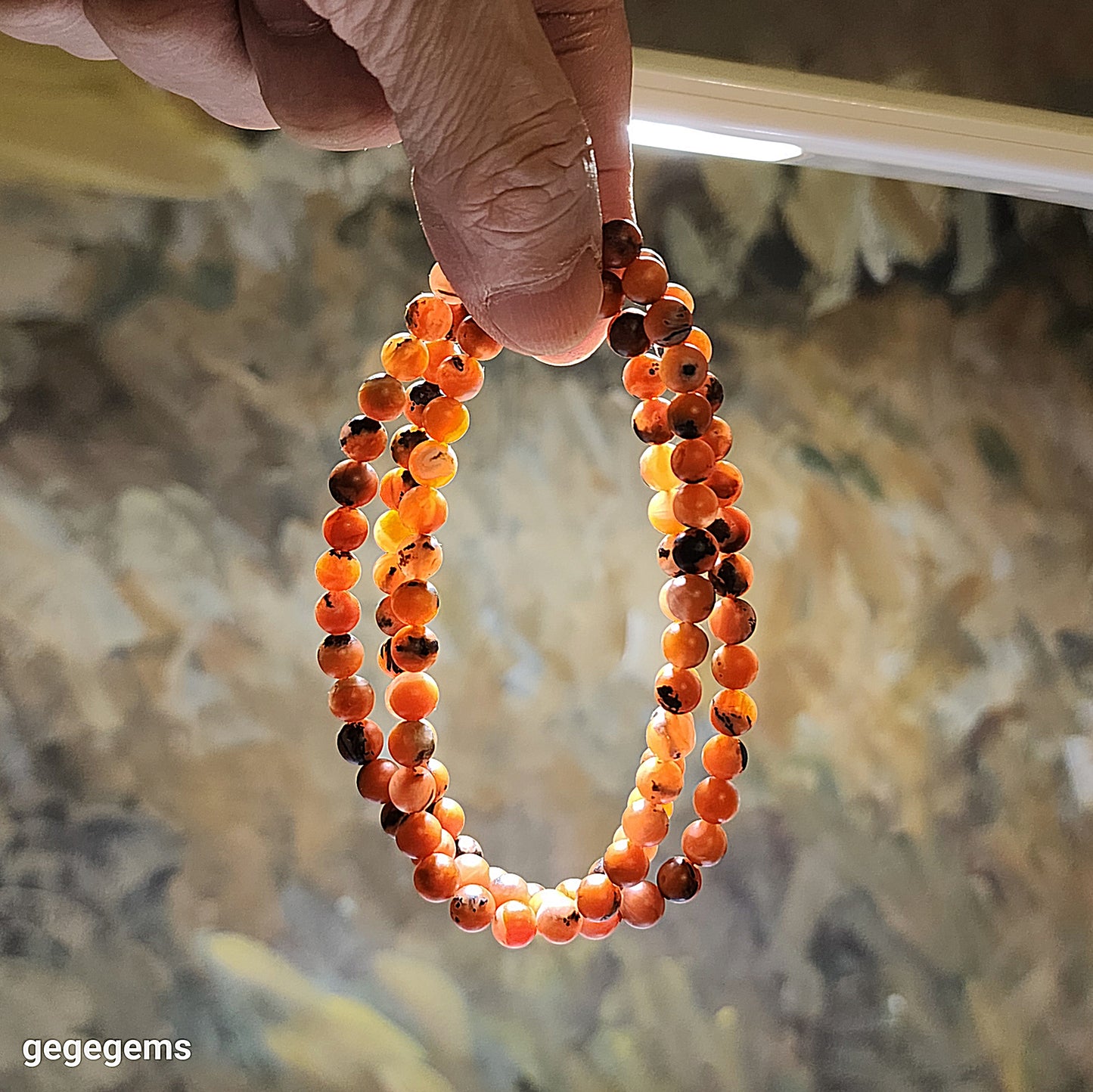 6.1mm Baoshan red white & natural black "skin" 3 colors 108 mala necklace/ multi loops bracelet 保山南红红白料带天然黑皮108念珠项链