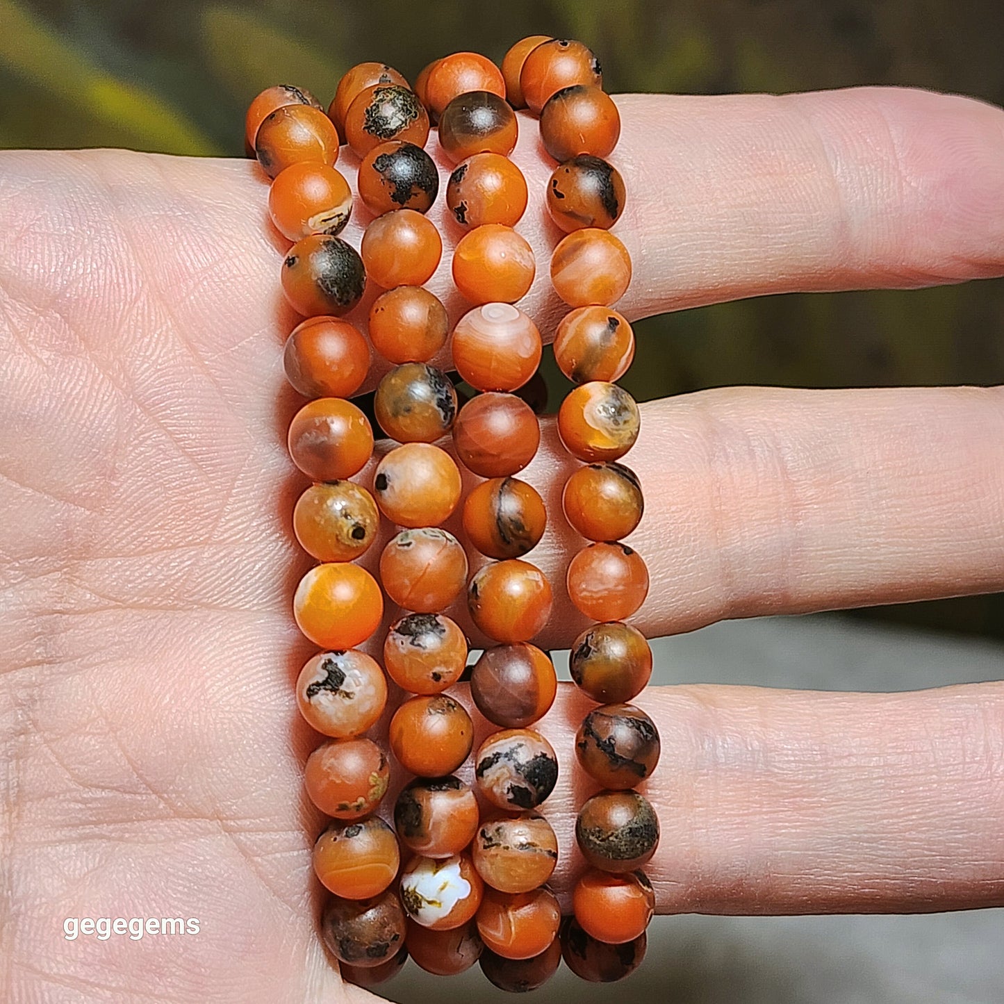 6.1mm Baoshan red white & natural black "skin" 3 colors 108 mala necklace/ multi loops bracelet 保山南红红白料带天然黑皮108念珠项链