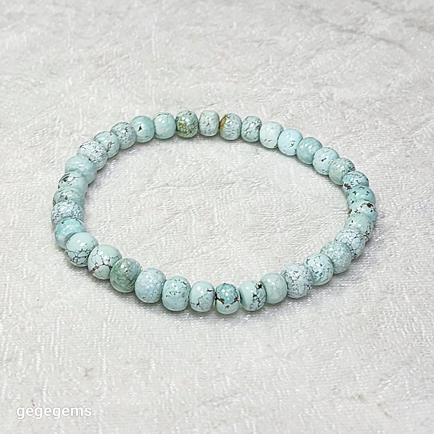 6mm+ Natural untreated Hubei Turquoise thick abacus beads bracelet 优质天然原矿湖北松石6毫米苹果珠手链