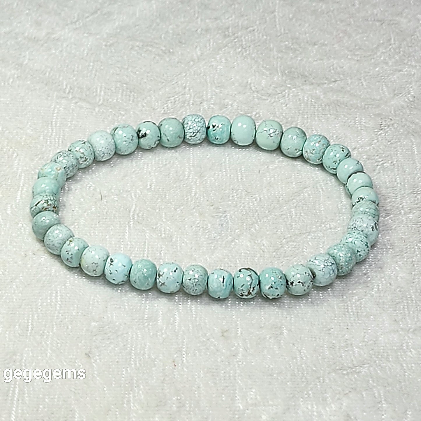 6mm+ Natural untreated Hubei Turquoise thick abacus beads bracelet 优质天然原矿湖北松石6毫米苹果珠手链