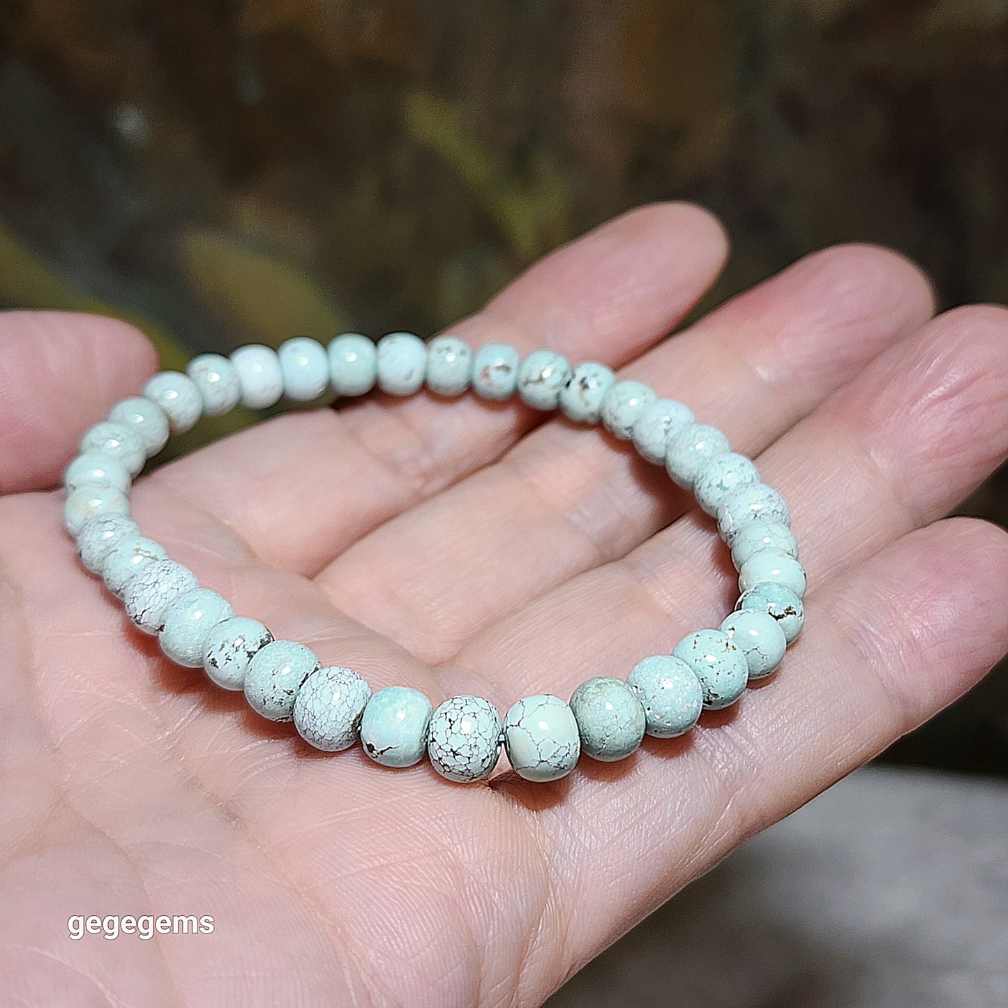 6mm+ Natural untreated Hubei Turquoise thick abacus beads bracelet 优质天然原矿湖北松石6毫米苹果珠手链